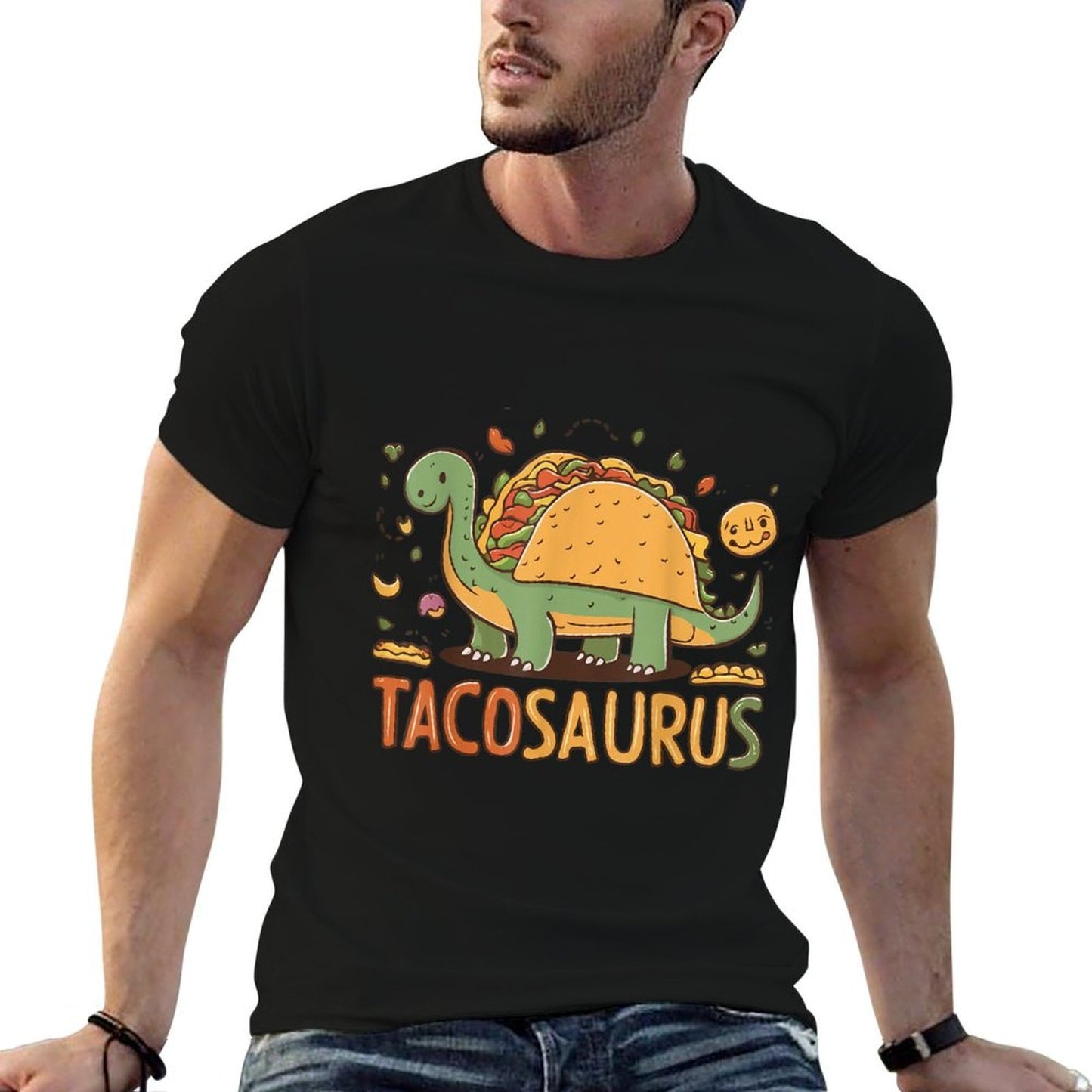 Tacosaurus Taco Dinosaur Dino Funny Cinco De Mayo Mexican Ribbed Collar T-Shirt