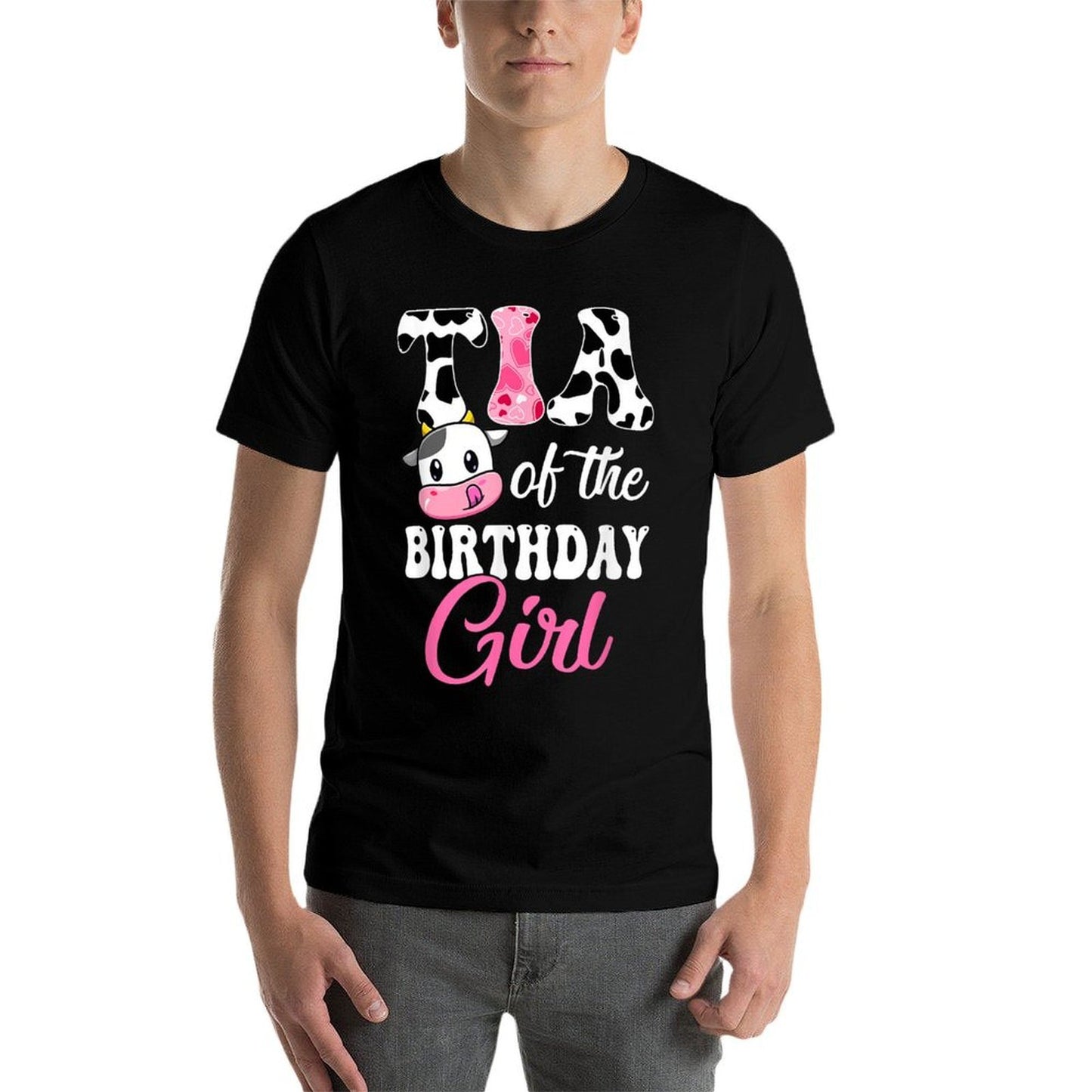 Tia Of The Birthday Girl Farm Cow 1St Birthday Girl  Graphic-printed T-Shirt