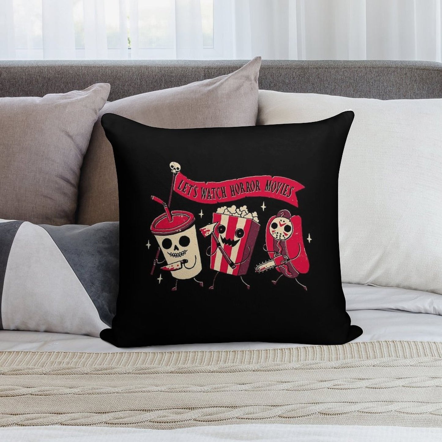 Midnight Movie Soft Washable Throw Pillow