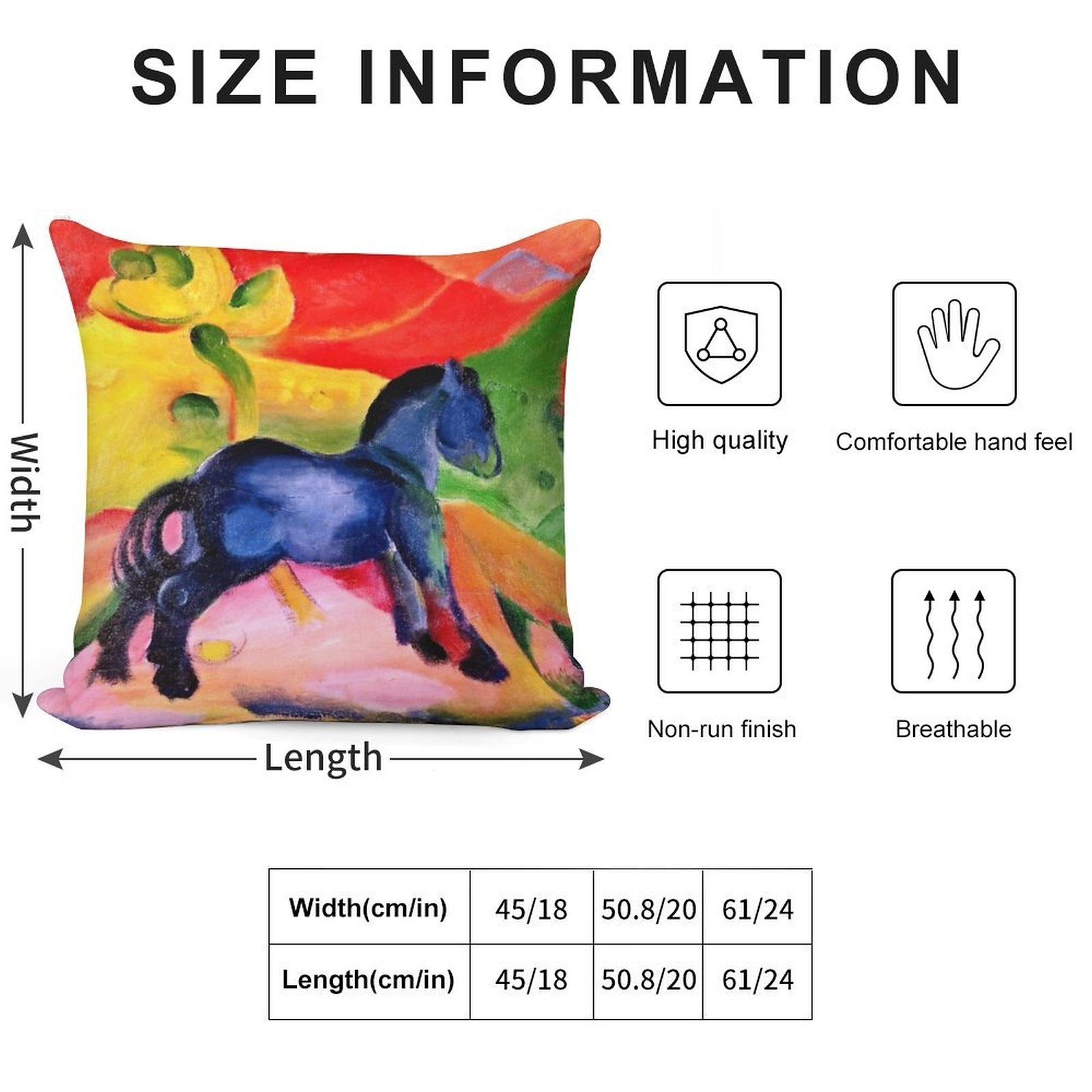 Franz Marc - Little Blue Horse Soft Hidden Zipper Throw Pillow