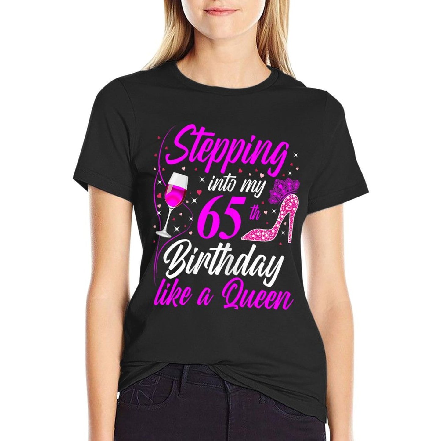 Stepping Into My 65th Birthday Like A Queen I 65th Birthday Summer-ready Fabric T-Shirt