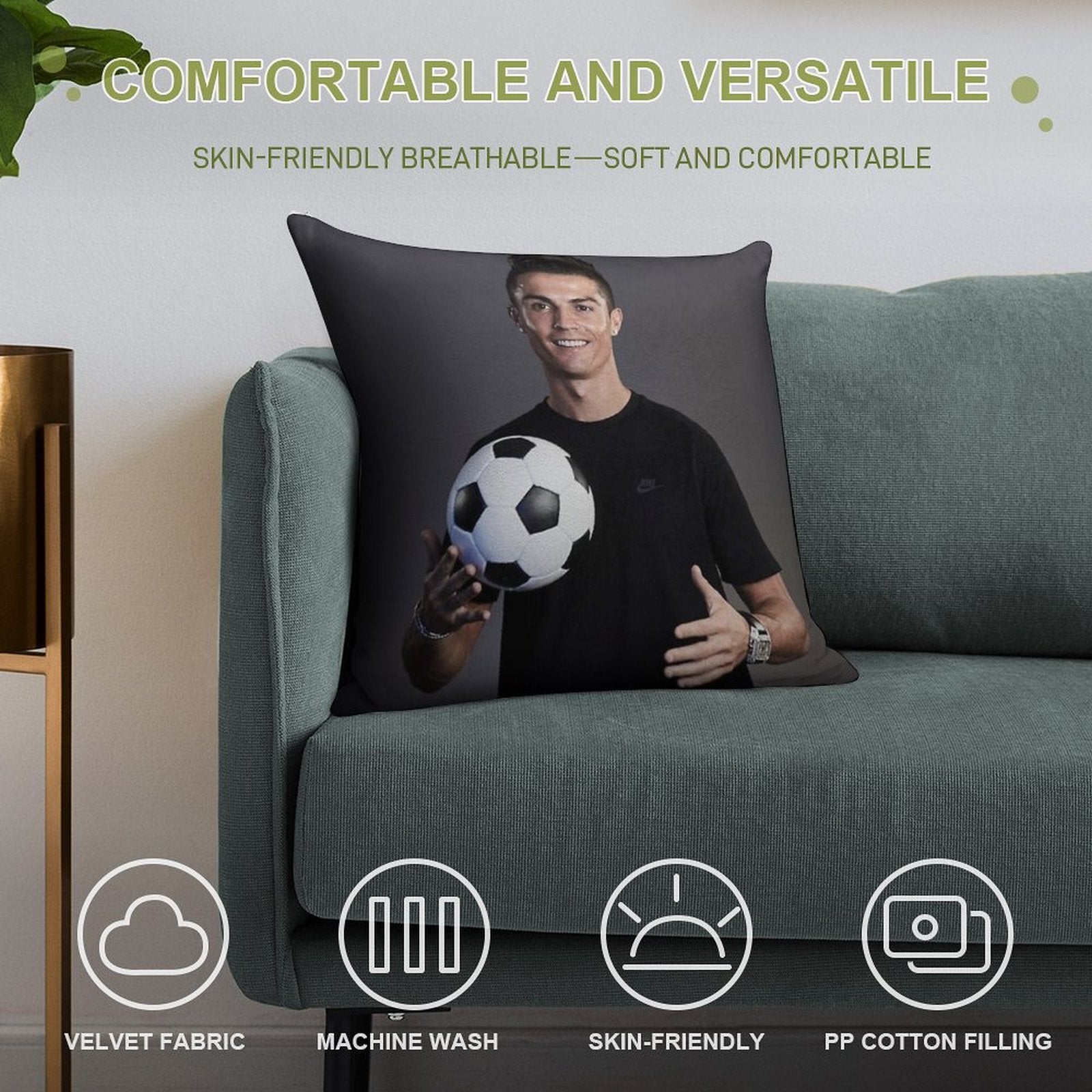 Cr7 Soft Skin-Friendly Throw Pillow