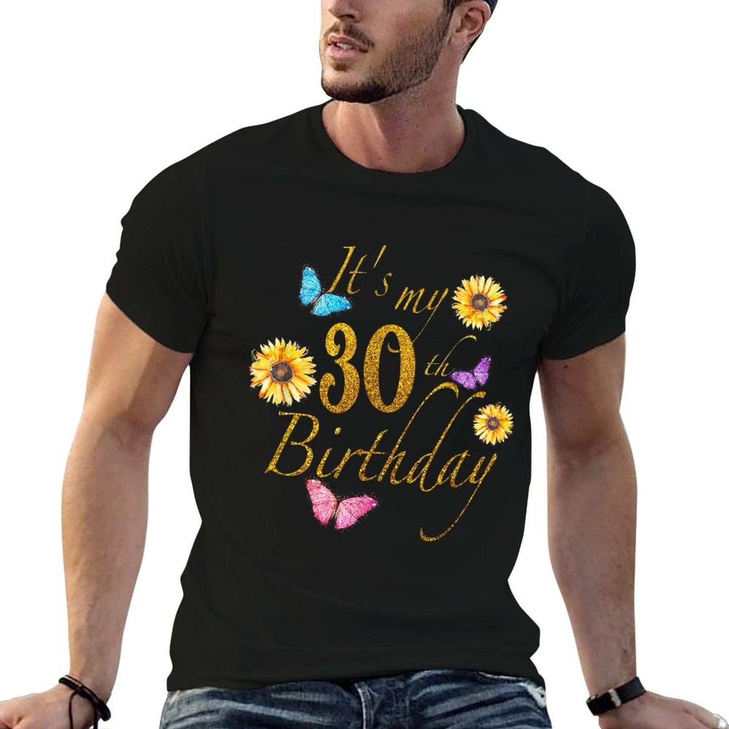 Sunflower Butterfly Happy Its My 30th Birthday Gift Eco-friendly Material T-Shirt