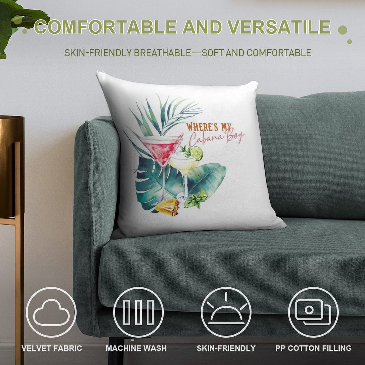 Where's My Cabana Boy Soft Ultra-Soft Texture Throw Pillow