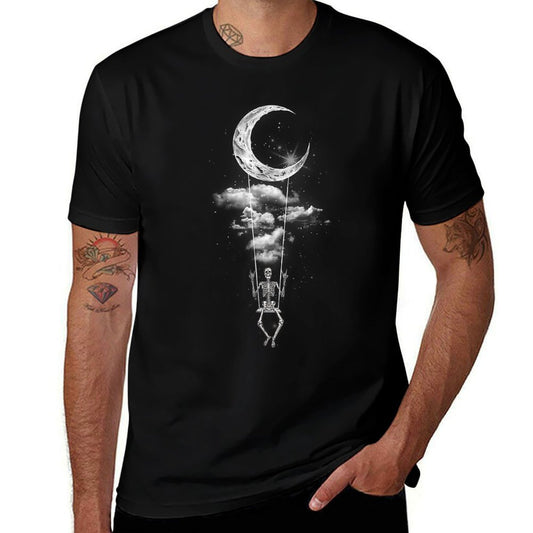 Skeleton Hand Rock On Moon Swing Funny Halloween  Lightweight T-Shirt