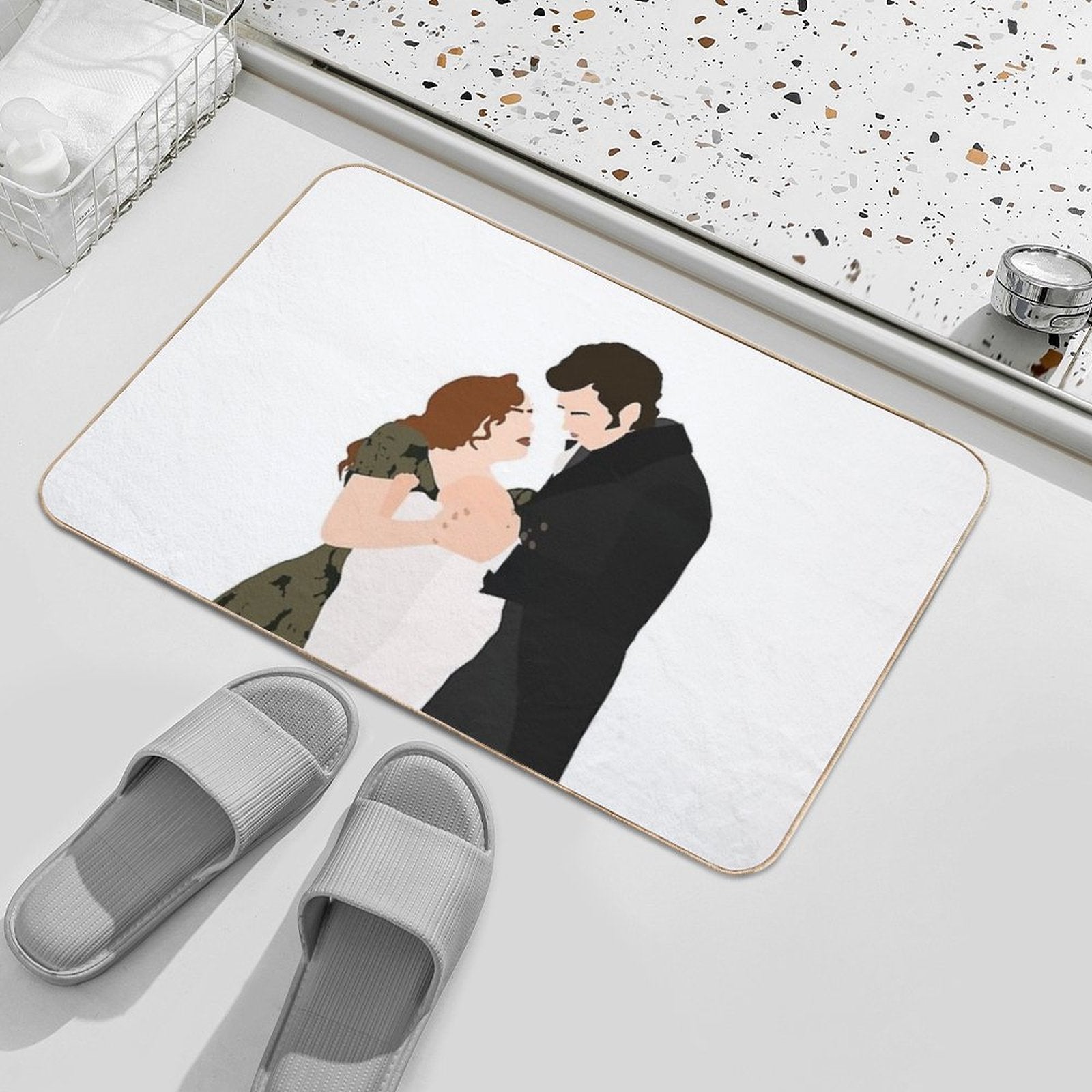 Bridgerton - Penelope And Colin with Their Baby  Absorbent Bath Mat