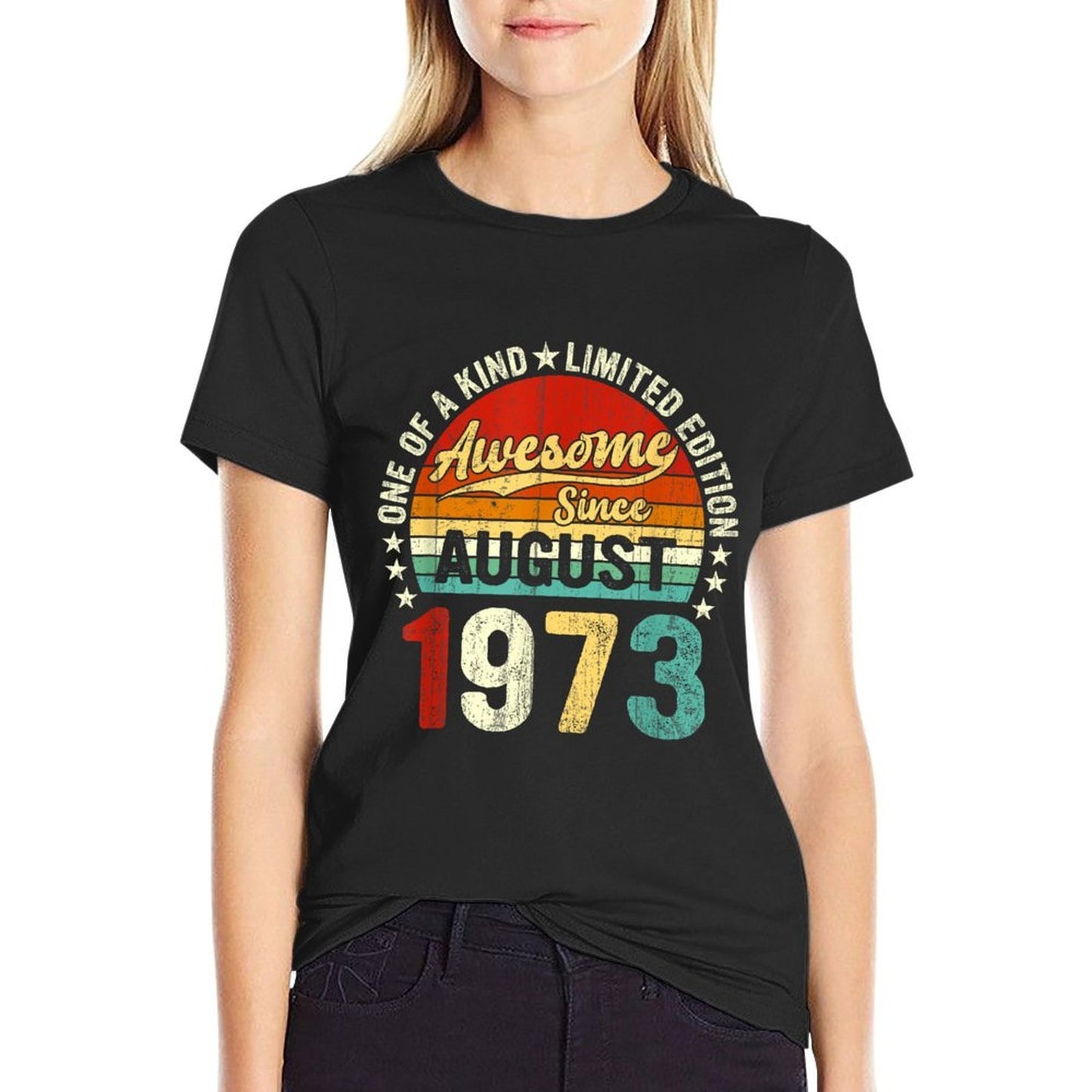 Vintage Born In August 1973 Limited Edition 50th Birthday  Polyester Blend T-Shirt