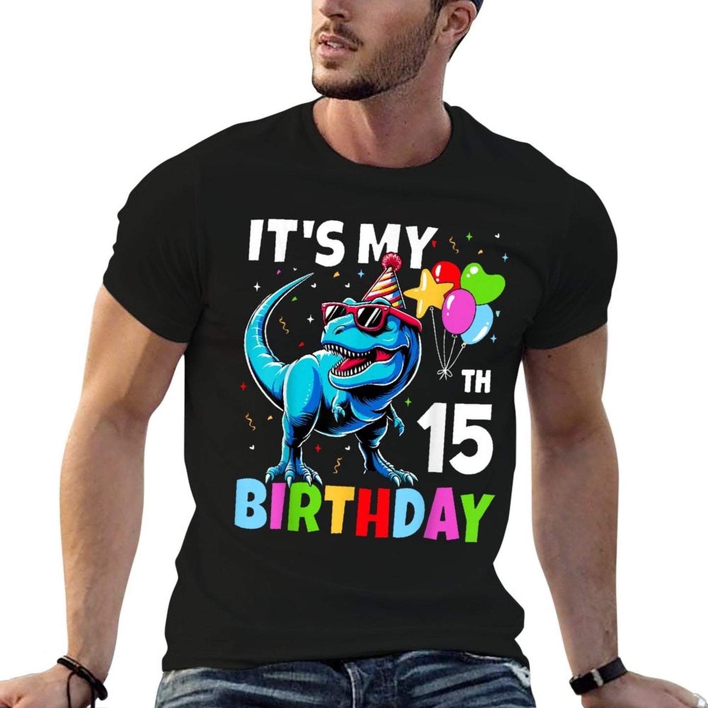 15th Birthday Boys 15yr 15 Year Old Dinosaur T-Rex Quick-drying T-Shirt