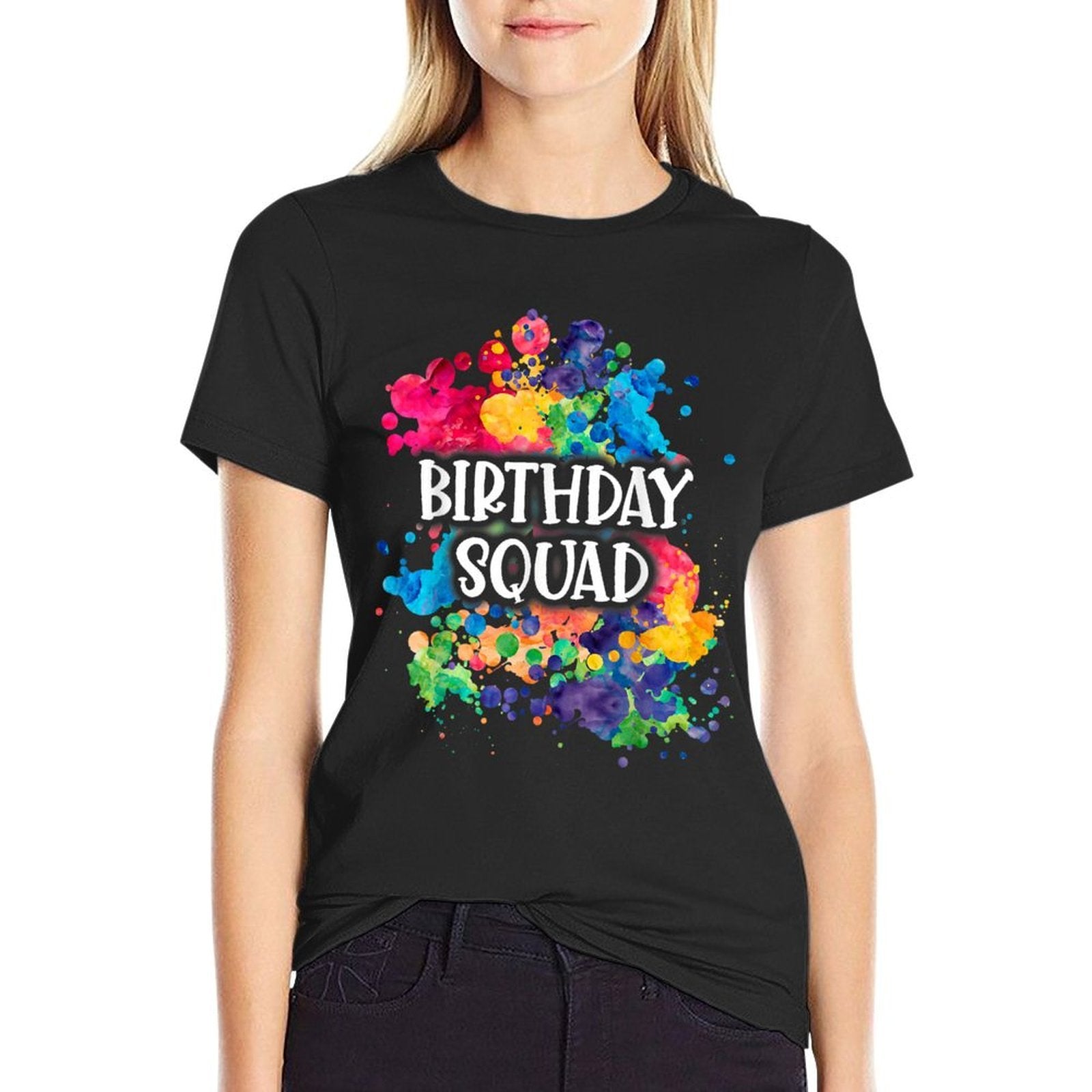 Favor Girls Paint Party Paint Splatter Birthday Squad  Heathered Texture T-Shirt