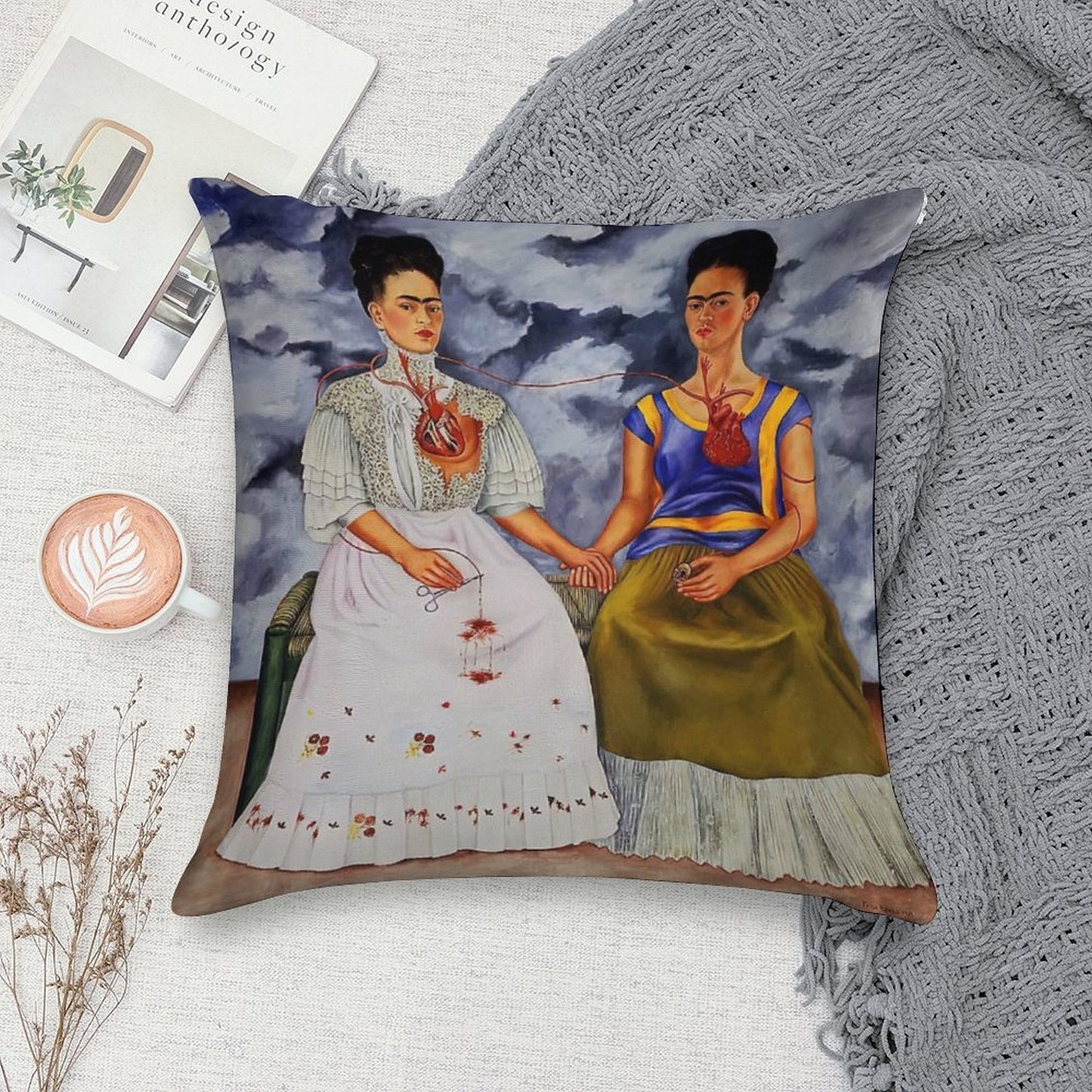 The Two Fridas by Frida Kahlo Soft Skin-Friendly Throw Pillow