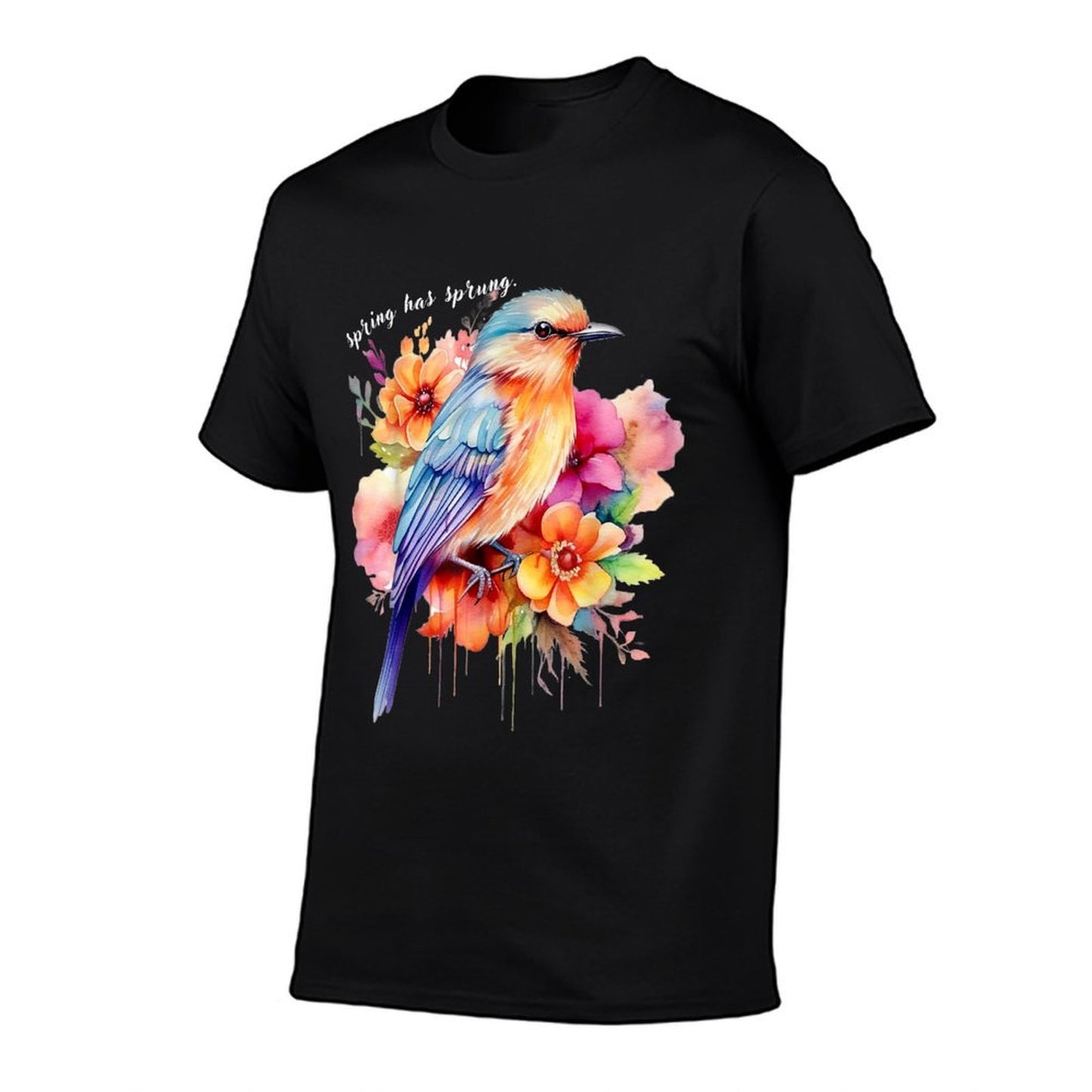 Spring Has Sprung. Floral Bird Spring Flowers Polyester Blend T-Shirt