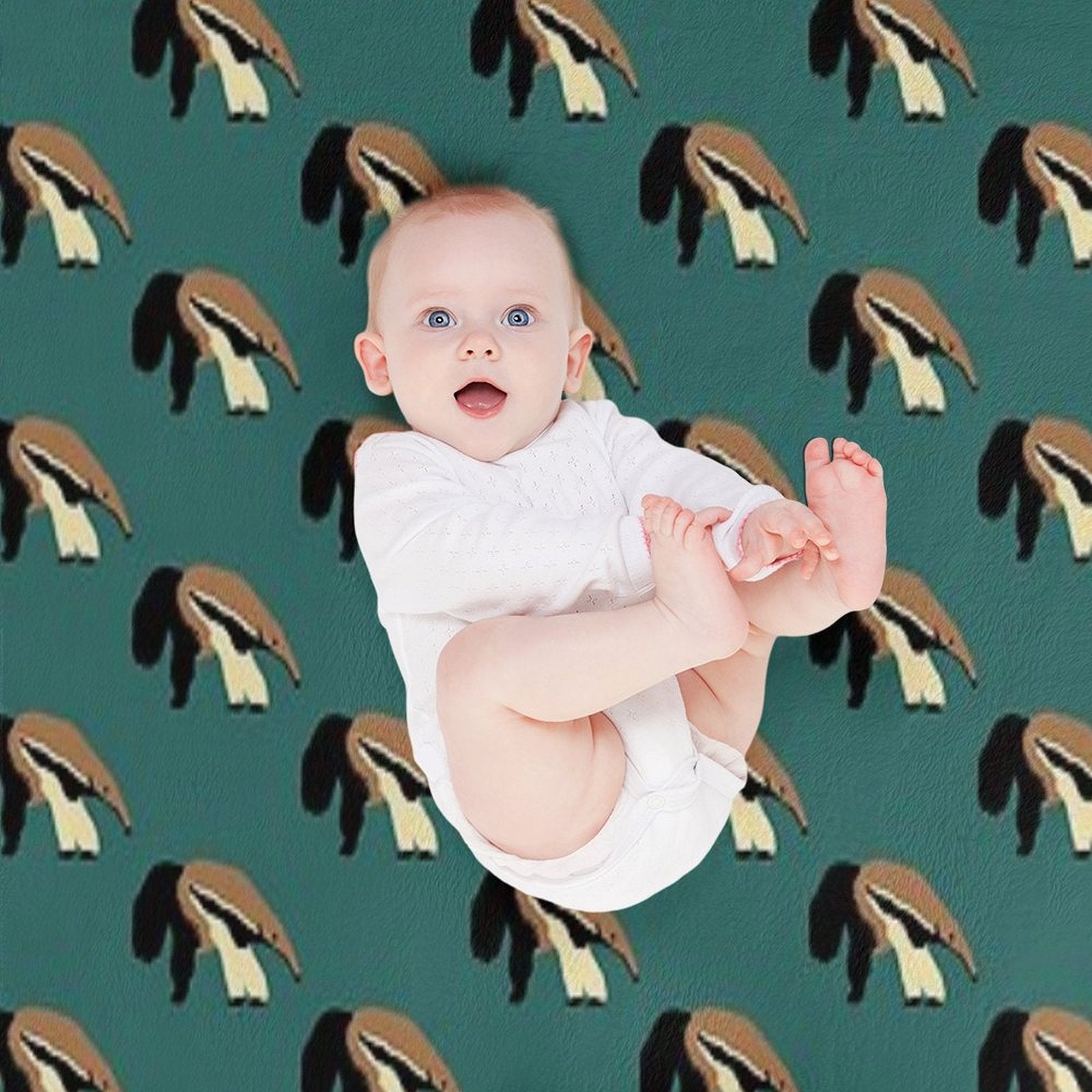 Anteater on Teal Eco-conscious Throw Blanket