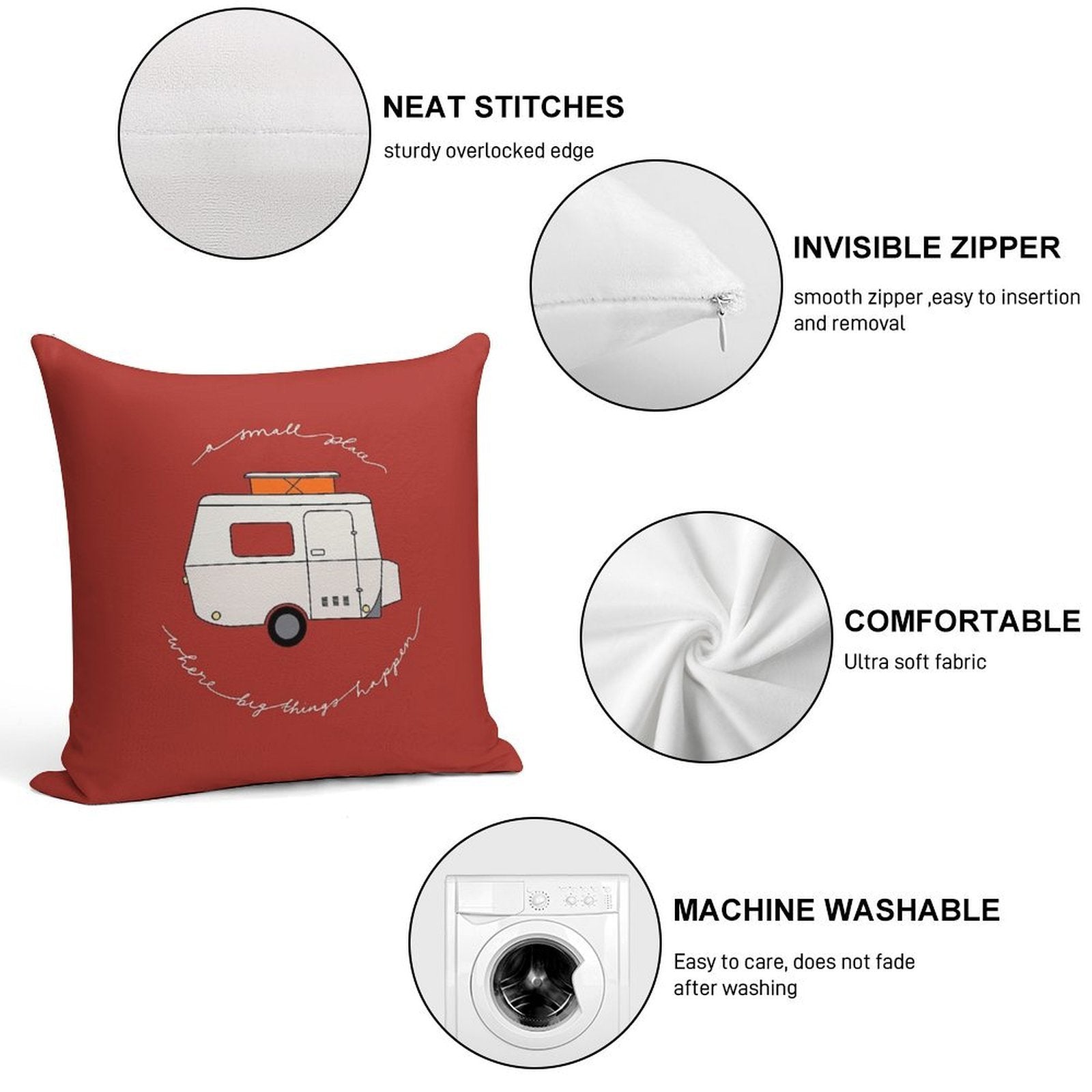 A Small Place Where Big Things Happen - Red Soft Short Plush Fabric Throw Pillow