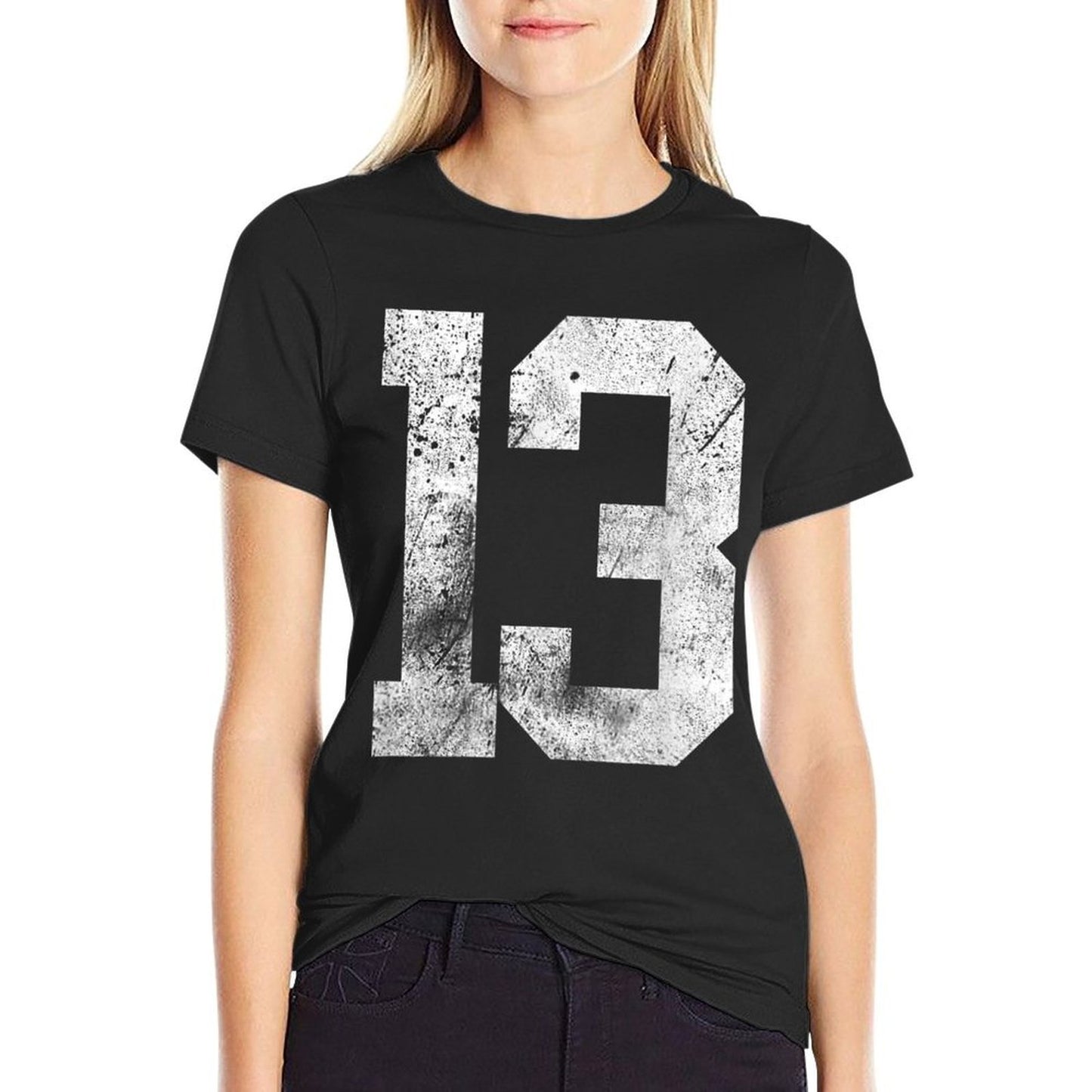 13 Cool Distressed Birthday Lucky Number Player 13th Polyester Blend T-Shirt