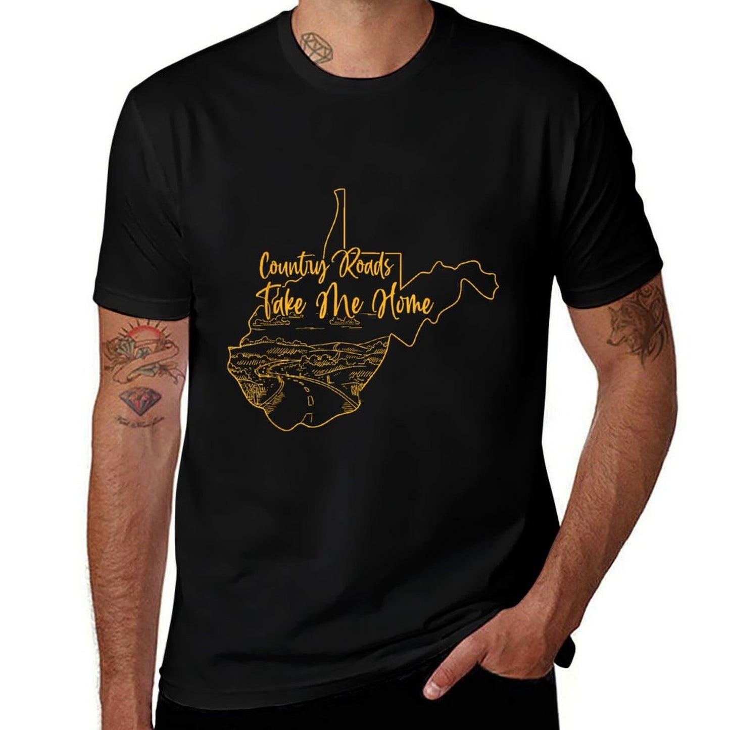 West Virginia Pride WV Home Country Roads Footprint Slim-fit Cut T-Shirt
