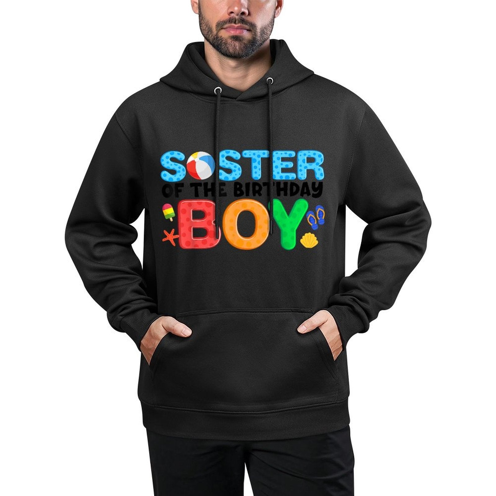 Sister Birthday Boy Beach Ball Theme Party Pool Matching Customizable Surface Hoodie