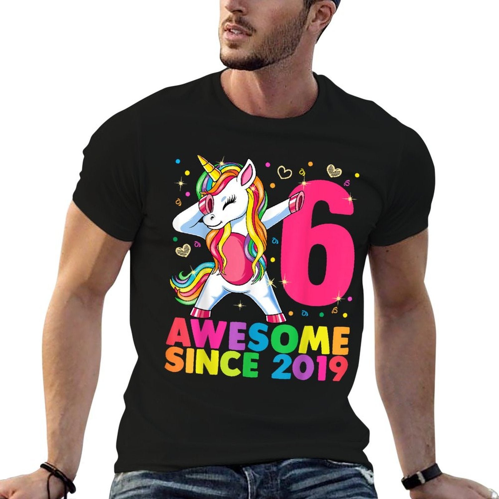 6 Years Old Unicorn Dabbing 6th Birthday Girl Unicorn Party  Relaxed-fit T-Shirt