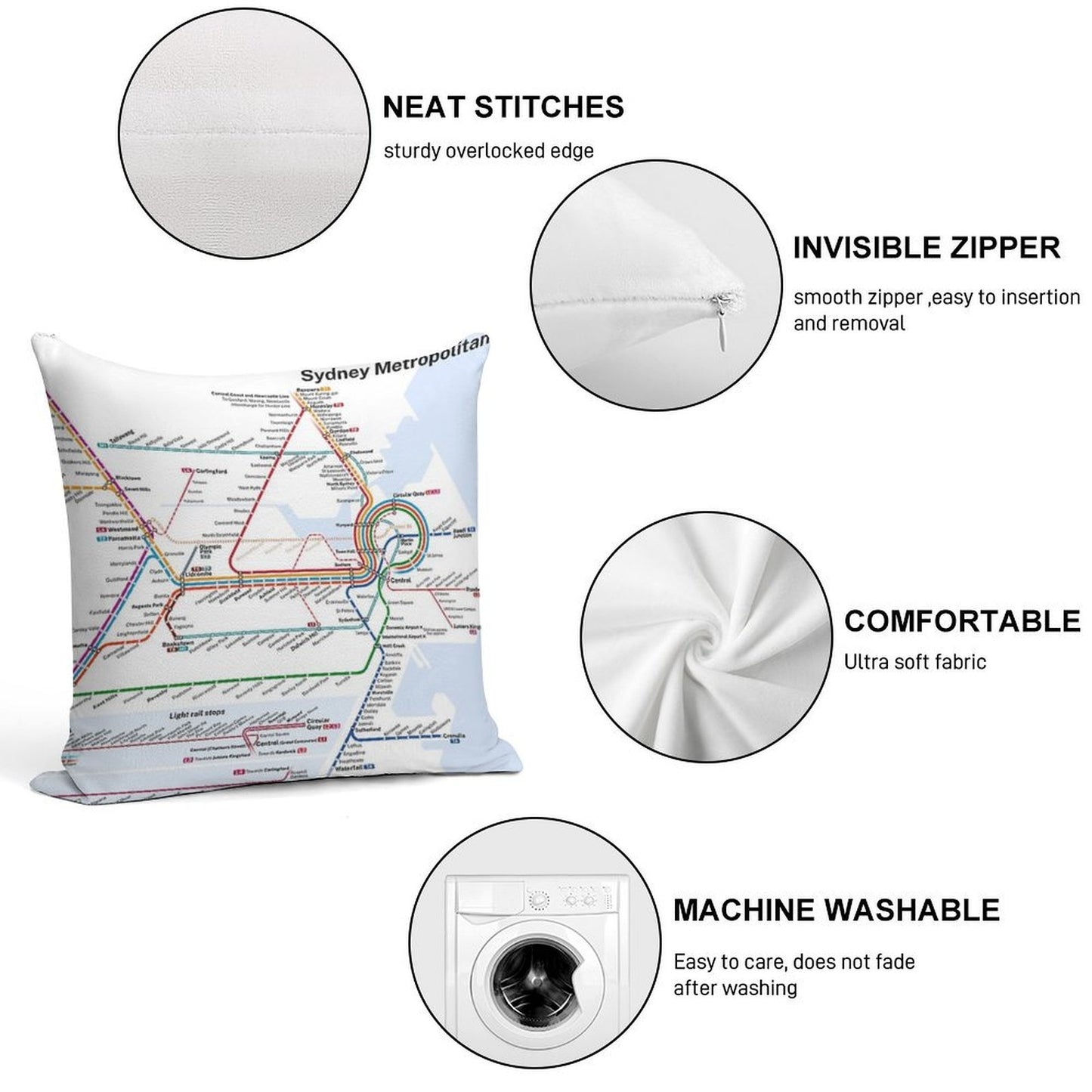 Sydney Trains And Metro Map - 2025 (Light Theme) Soft Style Accent Throw Pillow