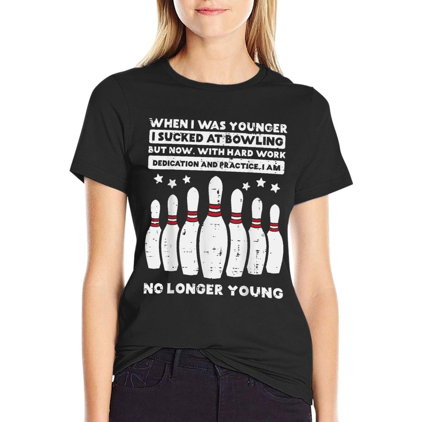 When I Was Younger Bowling Funny Humor Gag Bowler Men Women Easy-care T-Shirt