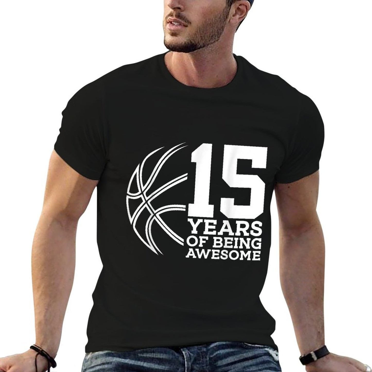 15 YEARS OF BEING AWESOME BASKETBALL 15TH BIRTHDAY Tagless Design T-Shirt