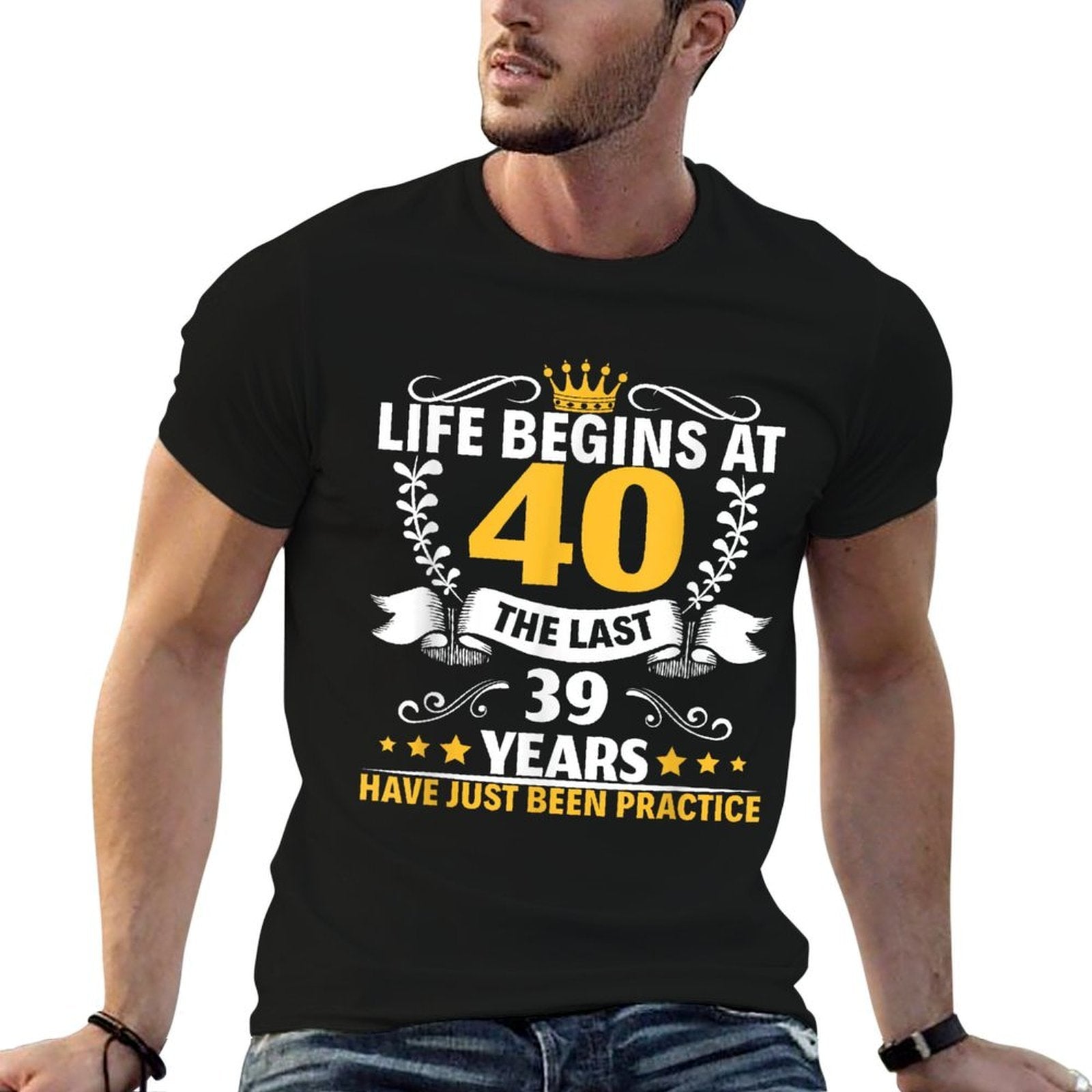 40th Birthday Man Woman Life Begins at 40  Classic T-Shirt