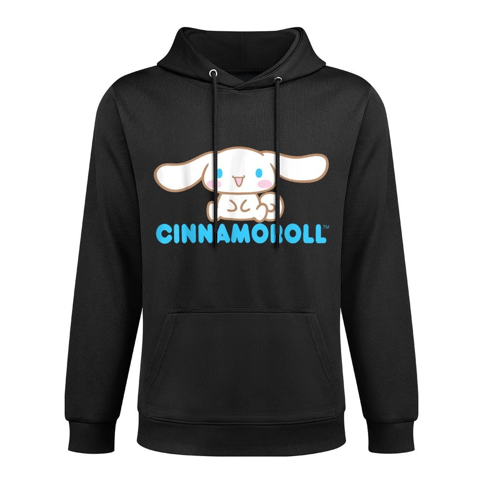 SANRIO Cinnamoroll Character Front & Back, Black Machine Washable Hoodie