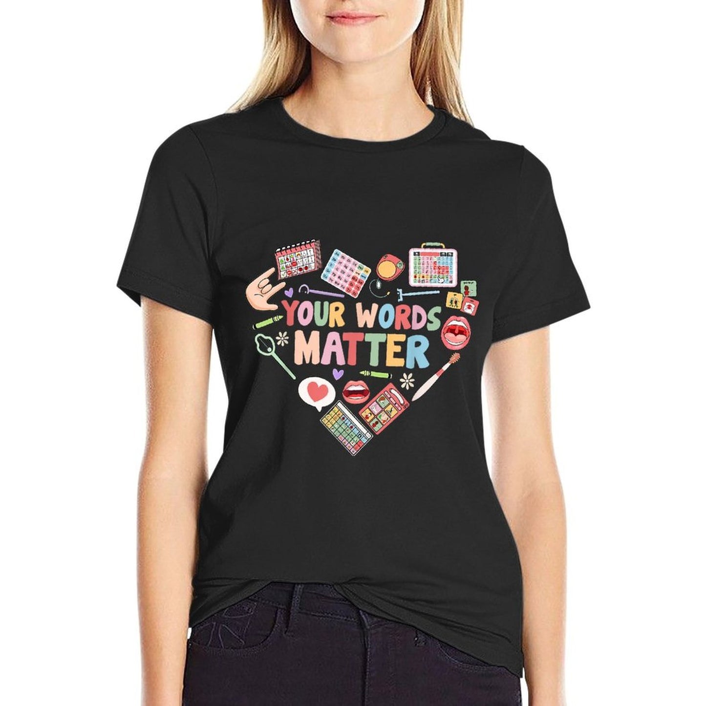 Your Words Matter Speech Therapy Language Pathologist Heart Soft T-Shirt