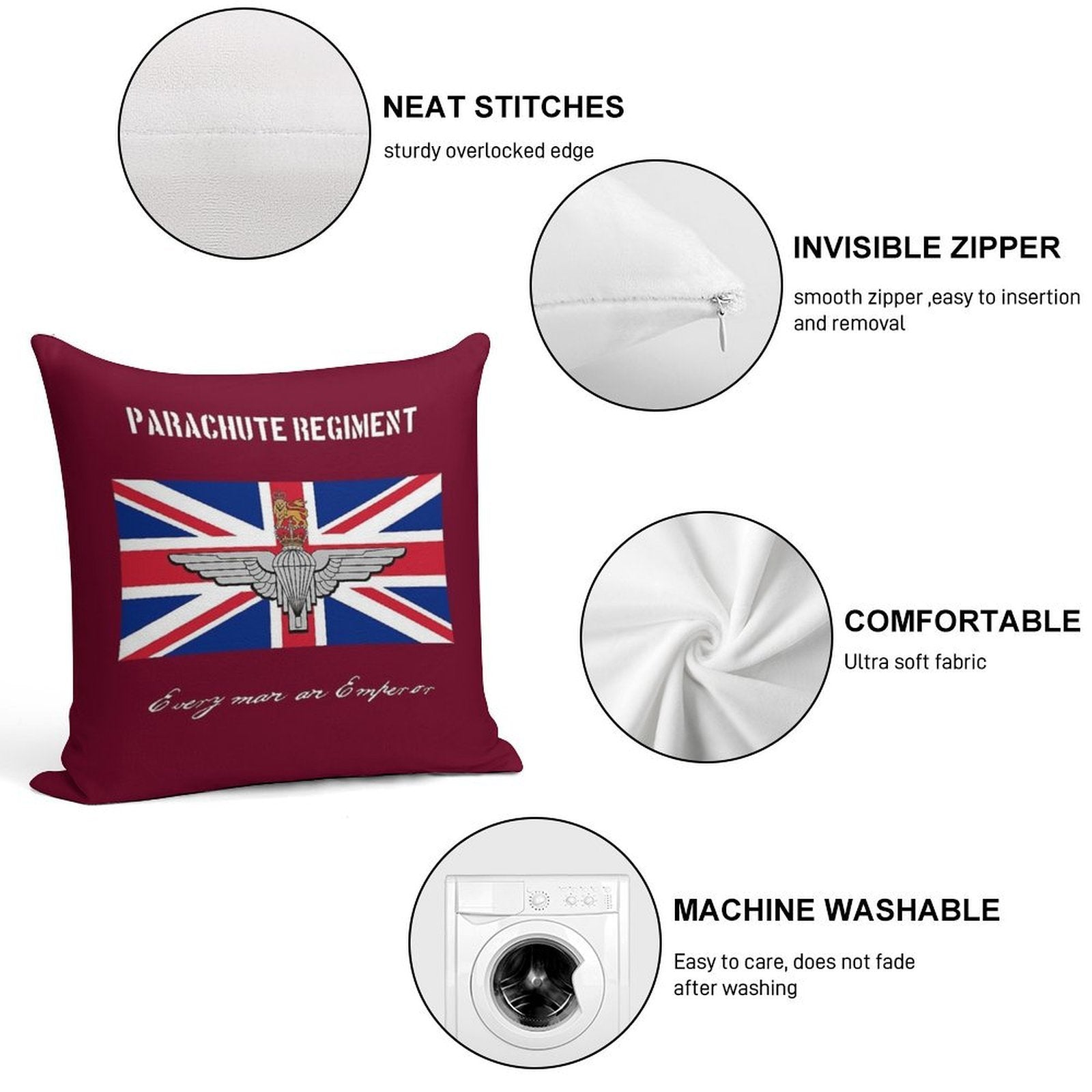Parachute Regiment (UK) Every Man An Emperor Soft Warmth Comfort Throw Pillow