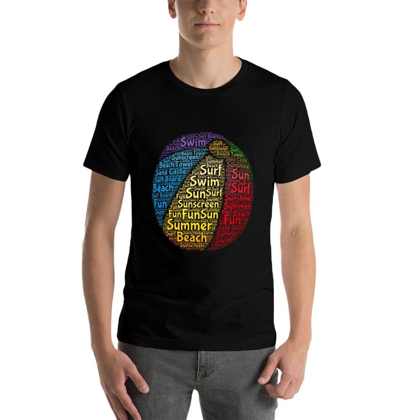 Summer Time By The Pool Beach Ball Word Cloud Eco-friendly Material T-Shirt