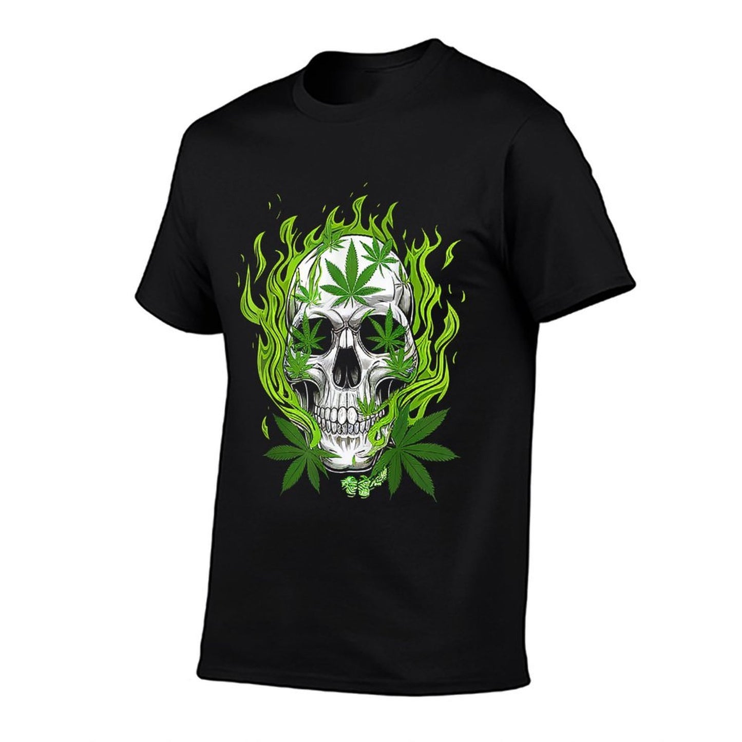 Skull of Fire Cannabis Funny Cannabis Skull  Soft T-Shirt