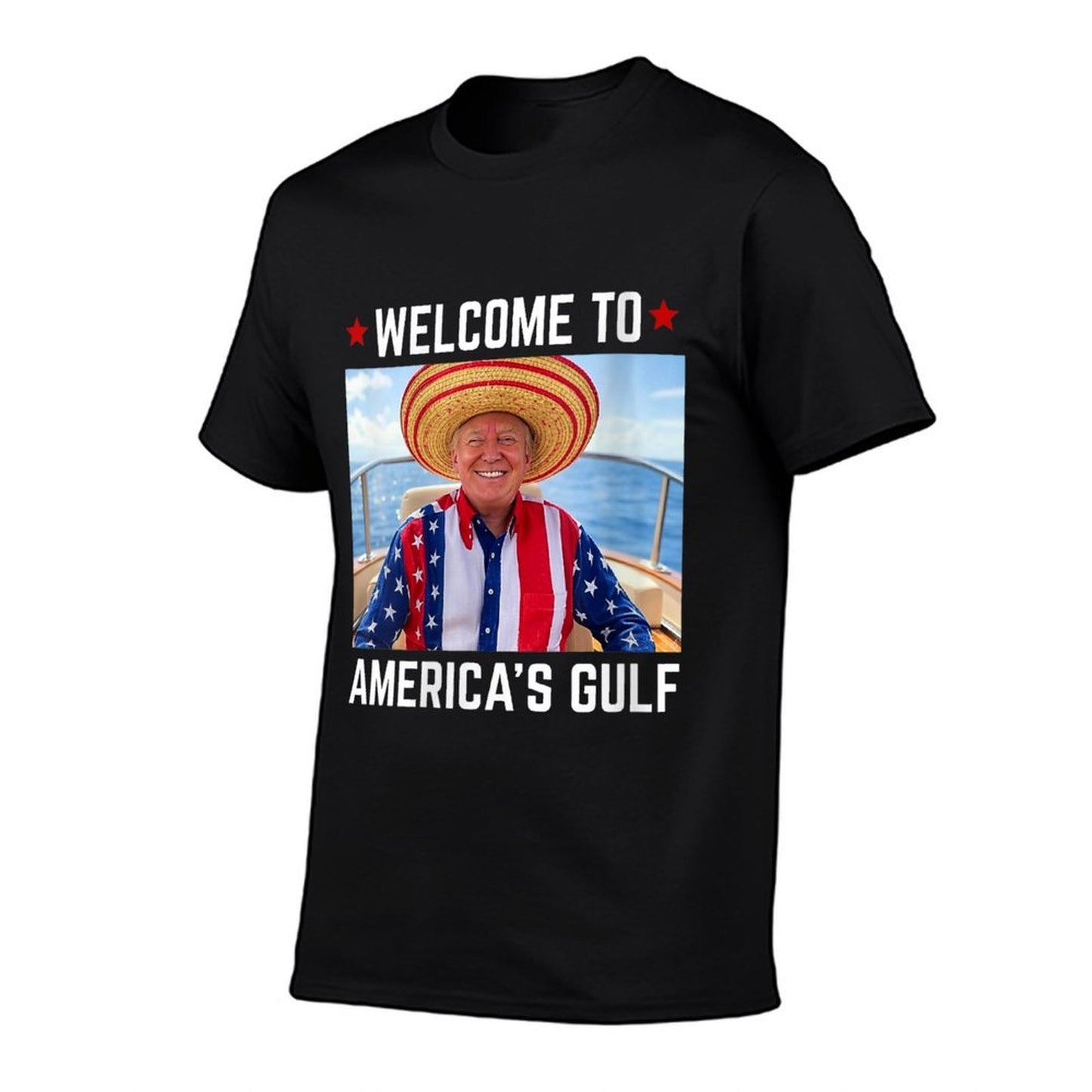 Womens Trump America's Gulf Mexico President Trump Sombrero Oversized Silhouette T-Shirt