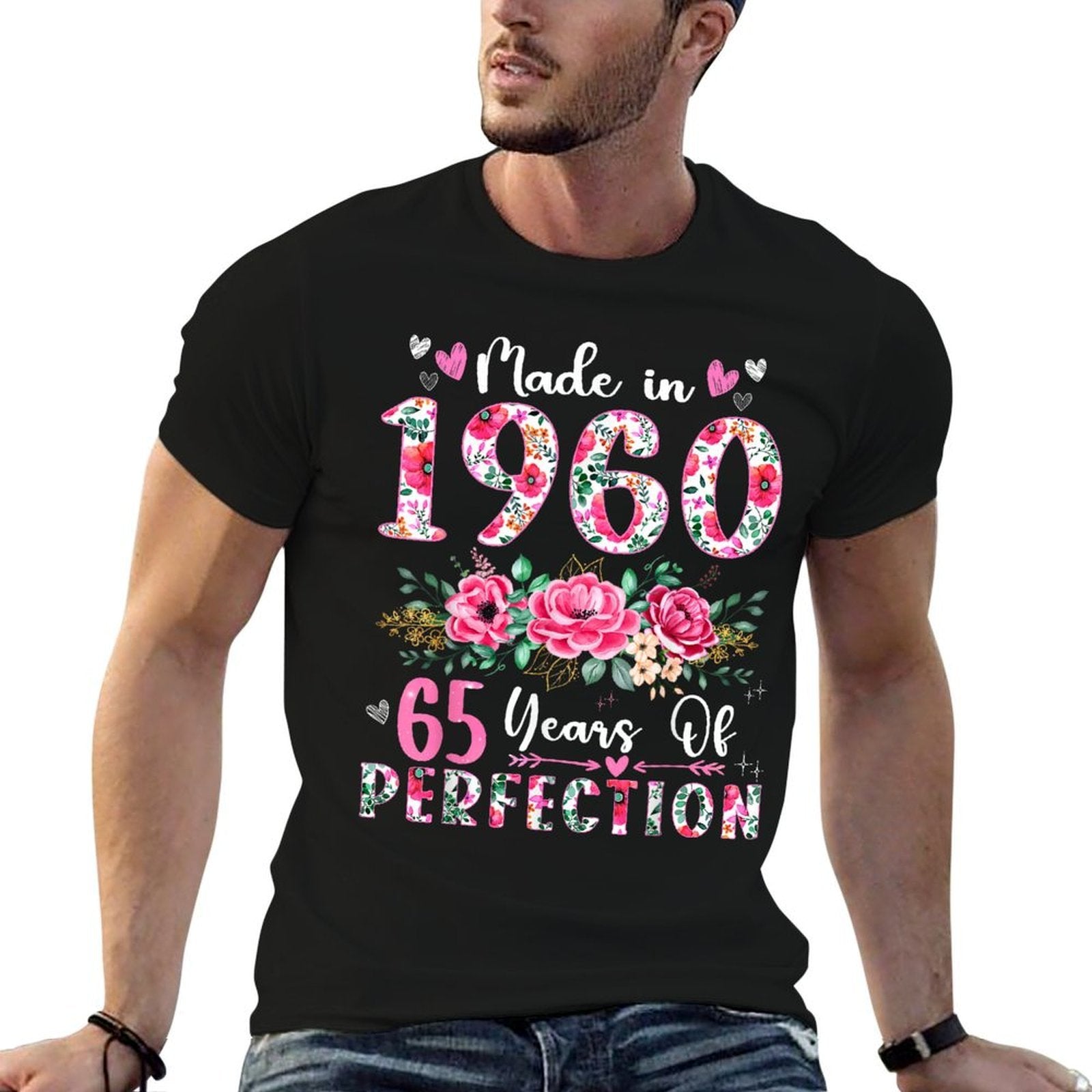 65 Year Old Made In 1960 Floral 65th Birthday Women  Durable T-Shirt