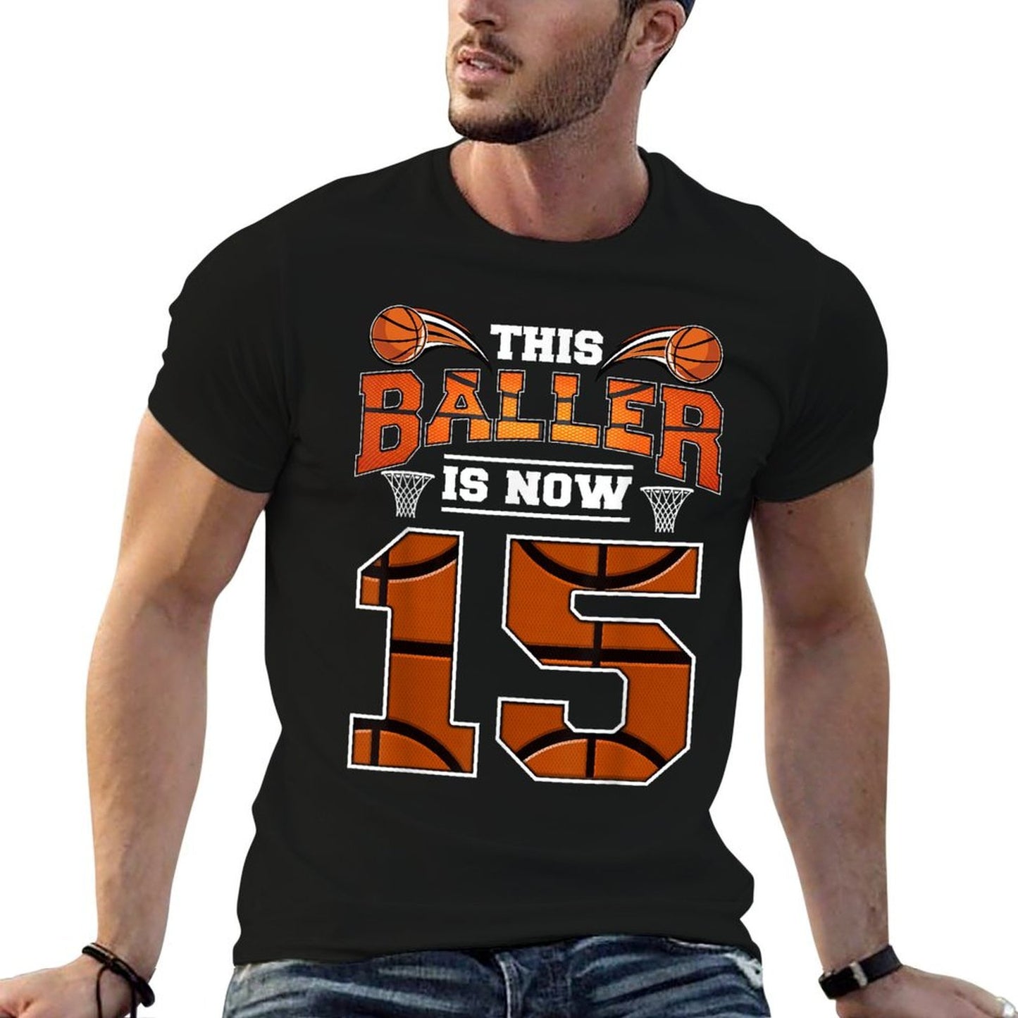 This Basketball Is Now 15 Basketball 15th Birthday Party Boy  Vintage-inspired T-Shirt