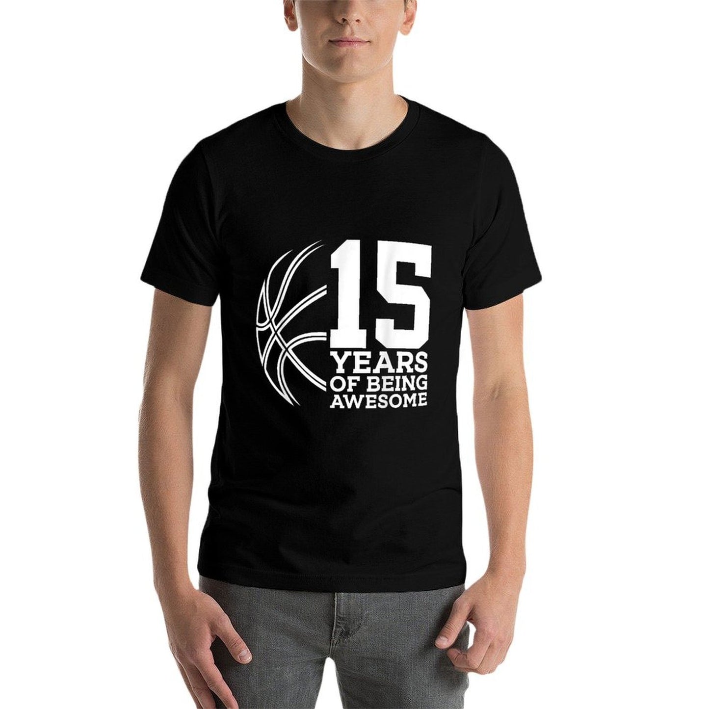 15 YEARS OF BEING AWESOME BASKETBALL 15TH BIRTHDAY Tagless Design T-Shirt