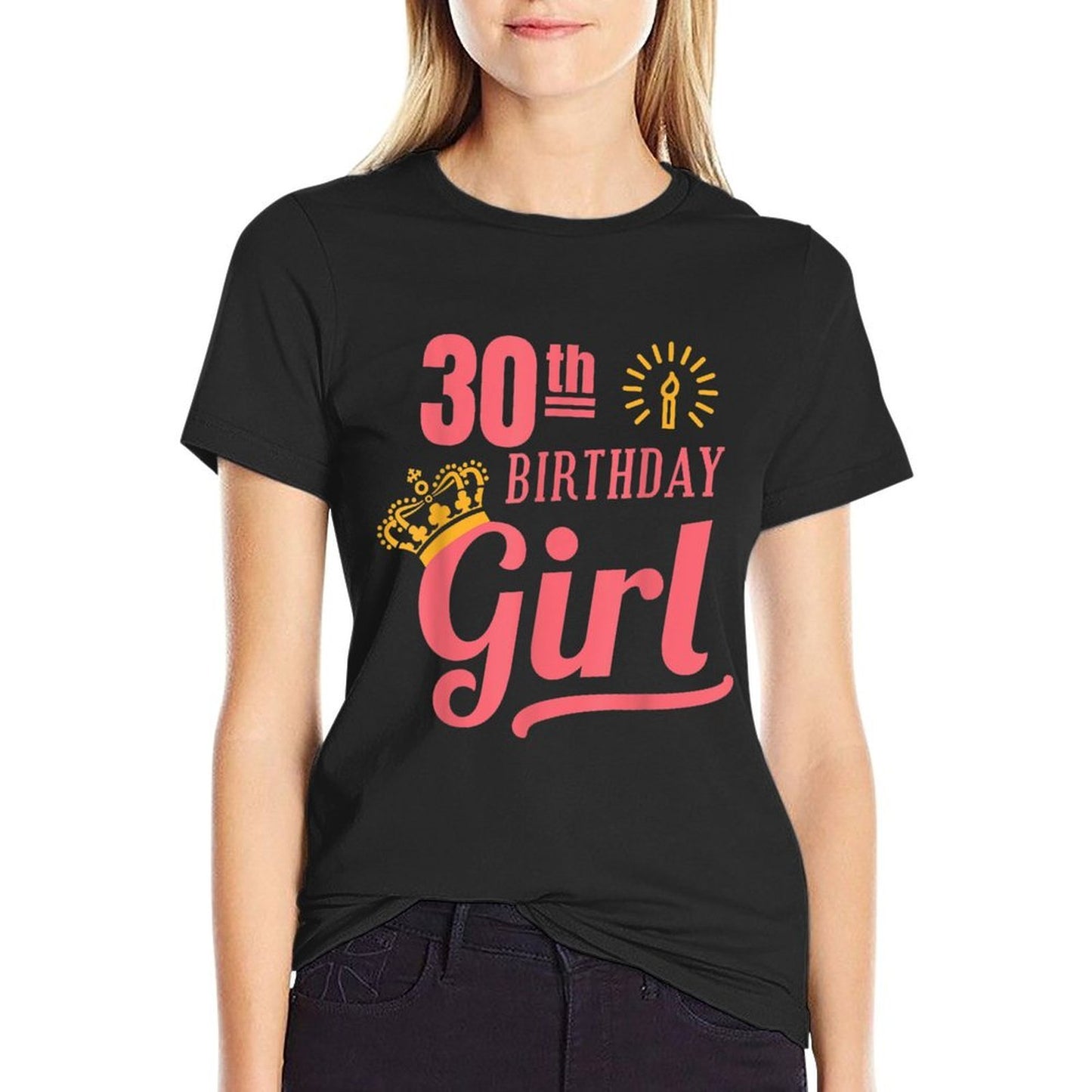 30 Th Birthday Girl 30th Birthdays Rolled Sleeves T-Shirt