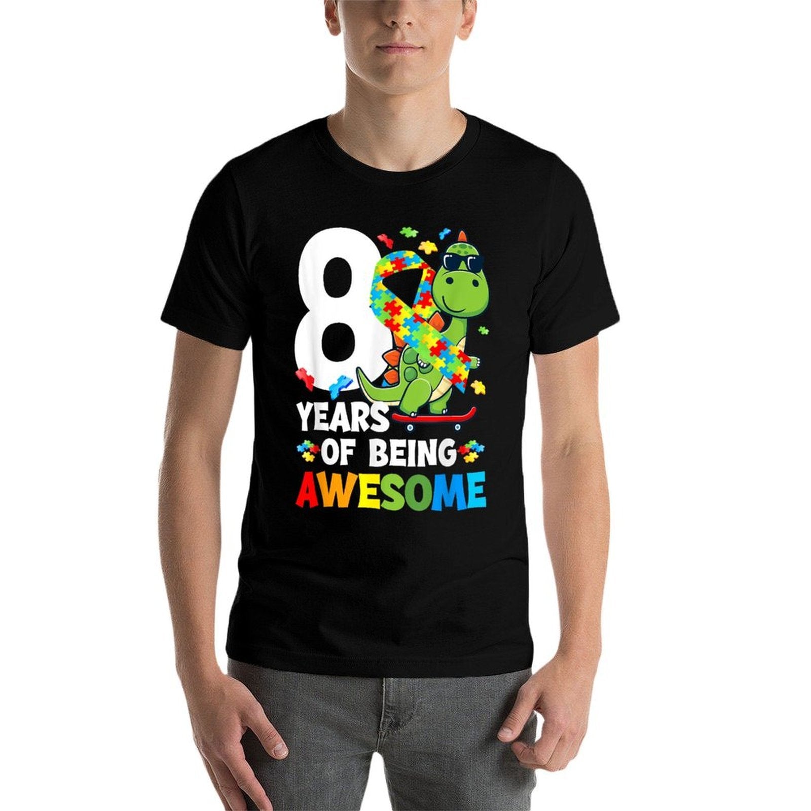 8th Autism Birthday Party Eight Year Old Autistic Boy  Vintage-inspired T-Shirt