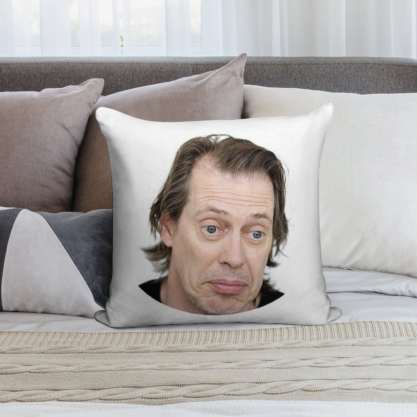 Steve Buscemi Meme Funny! Soft Shrink-Resistant Throw Pillow