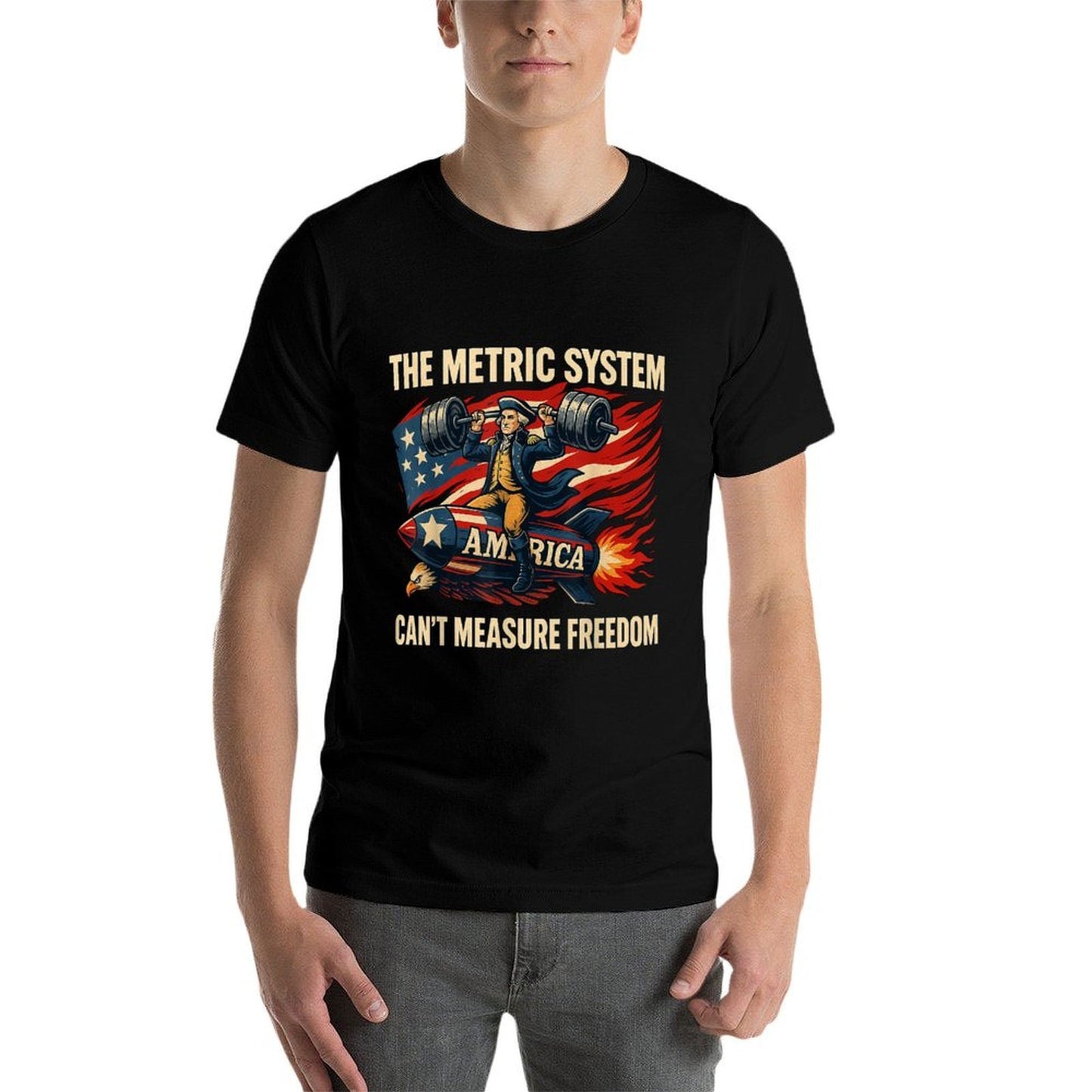 The Metric System Cant Measure Freedom Funny 4th of July Breathable T-Shirt