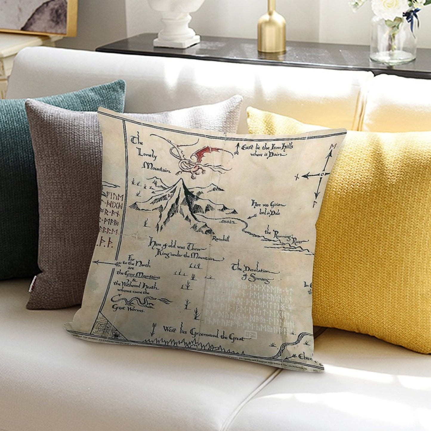 The Map of Live Soft Reinforced Edging Throw Pillow
