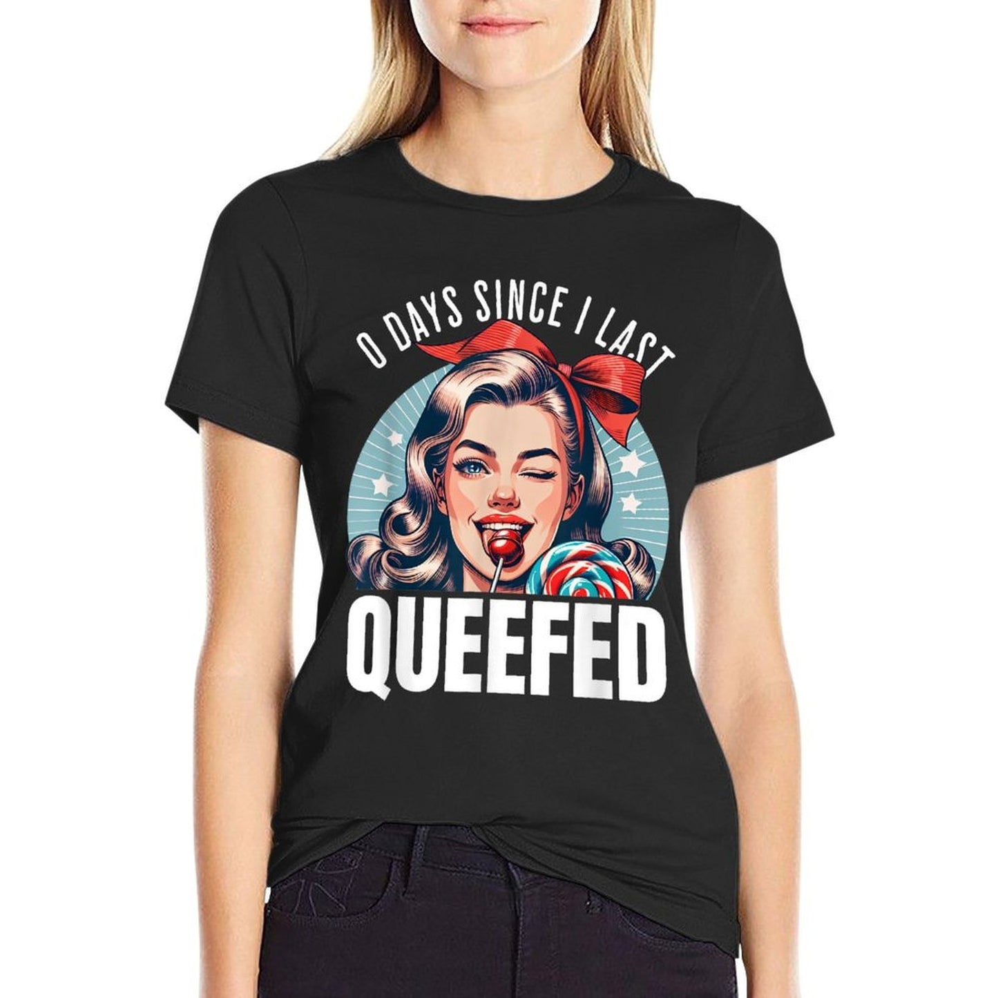 0 Days Since I Last Queefed Queefing Queef Embarrassing Ribbed Collar T-Shirt