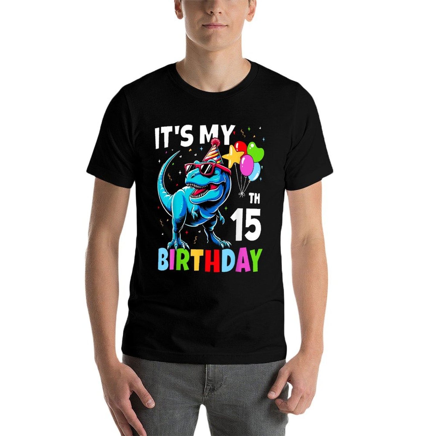 15th Birthday Boys 15yr 15 Year Old Dinosaur T-Rex Quick-drying T-Shirt