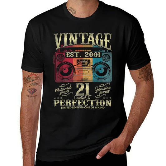 Vintage 2001 Limited Edition 2001 21 Years Old 21st Birthday  Relaxed-fit T-Shirt