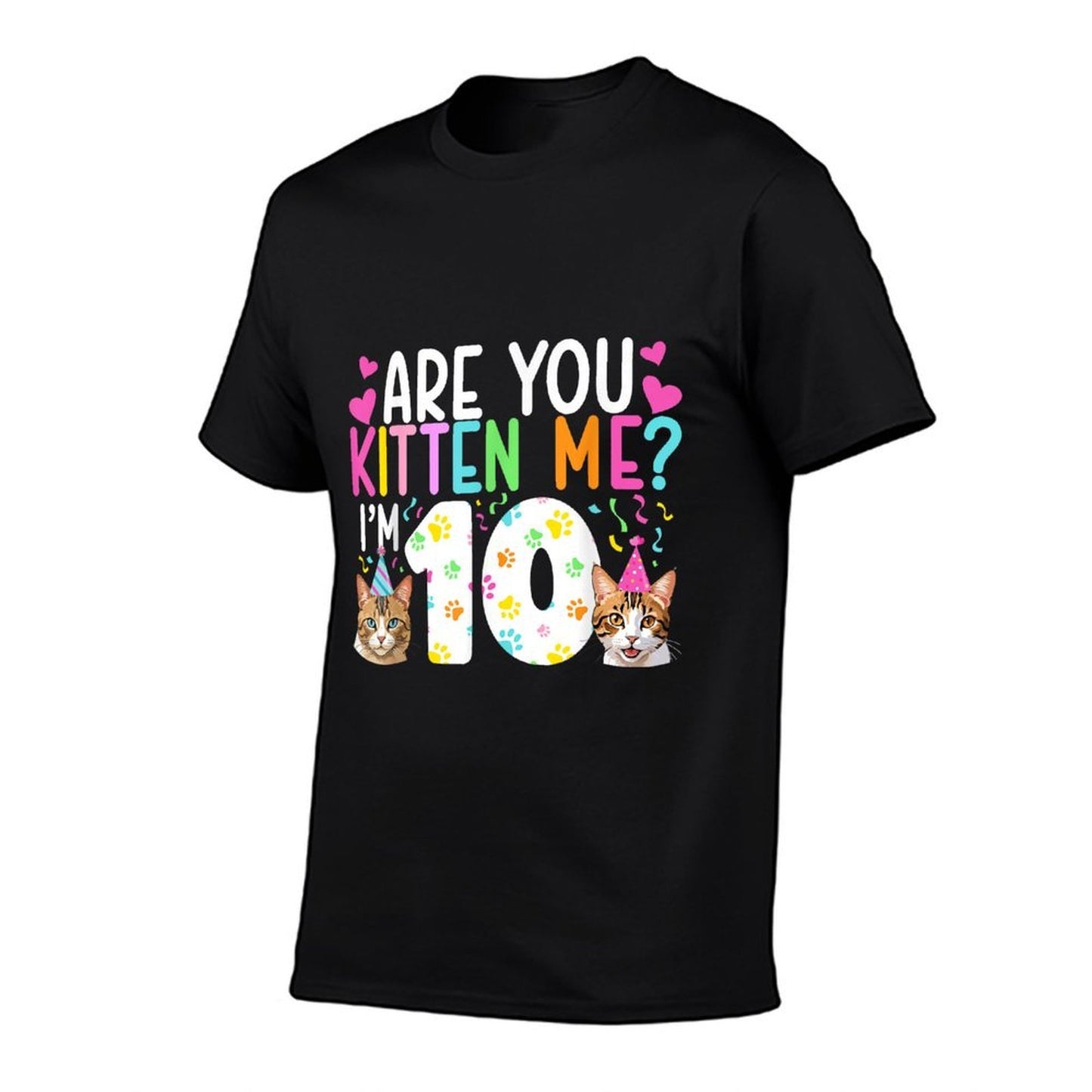 10th Cat Birthday Party 10 Year Old Girl Kitten Birthday Cotton T-Shirt