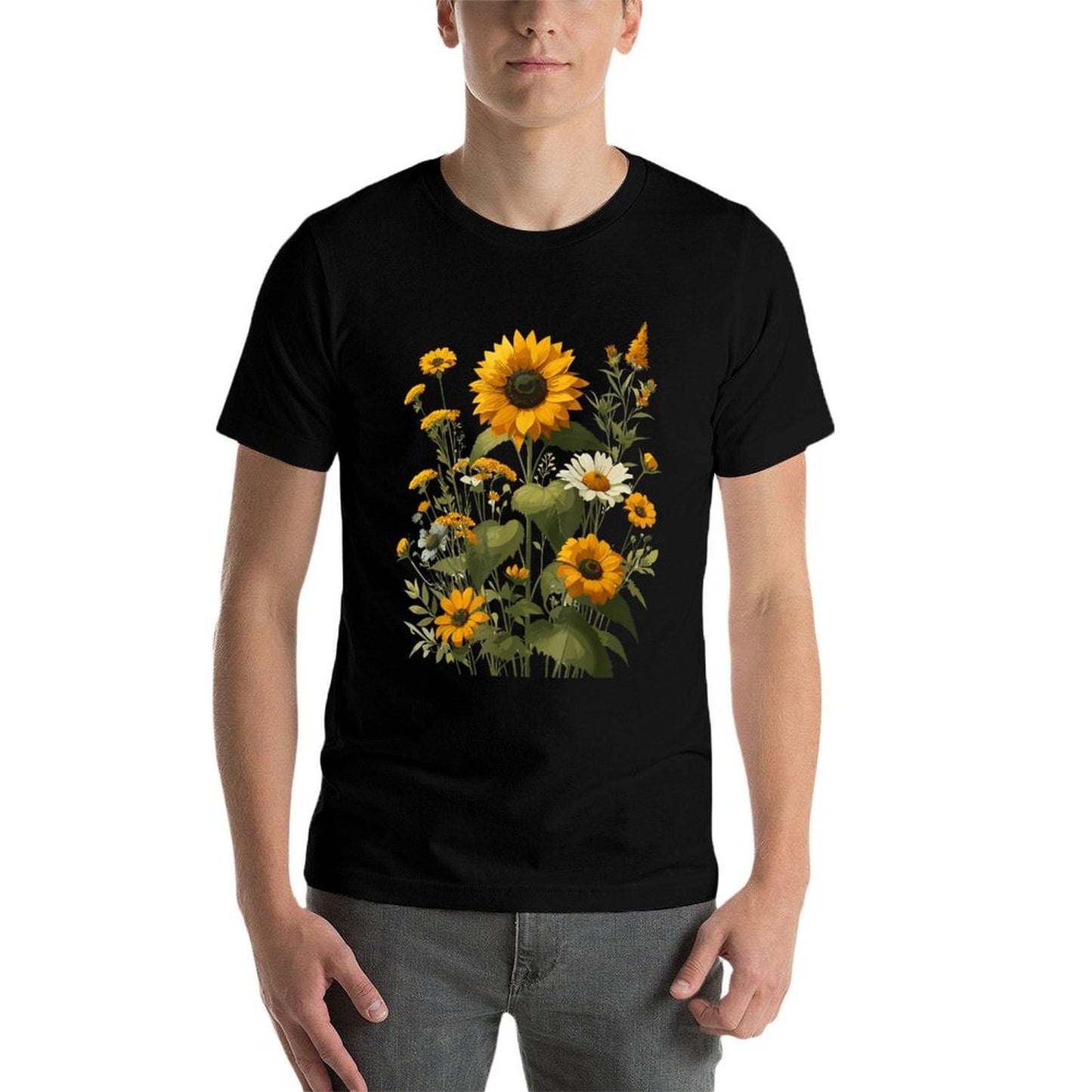 Sunflower Wildflower Botanical Plant Gardening Stretchy T-Shirt