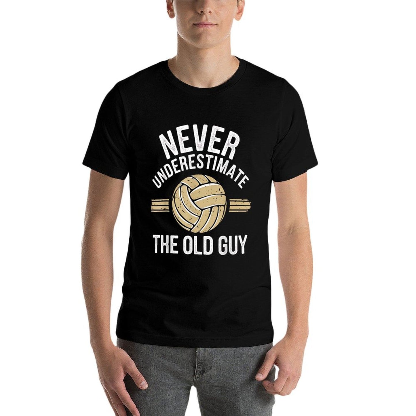 Volleyball Never Underestimate The Old Guy Vintage Sports Polyester Blend T-Shirt
