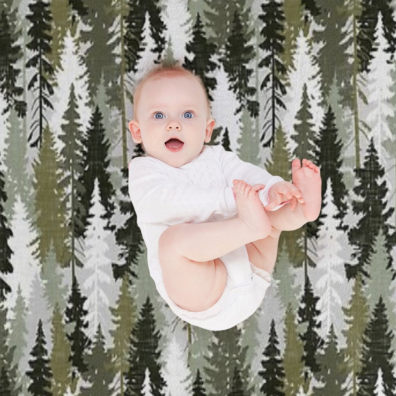 Pine Tree Forest  Olive Machine-washable Throw Blanket