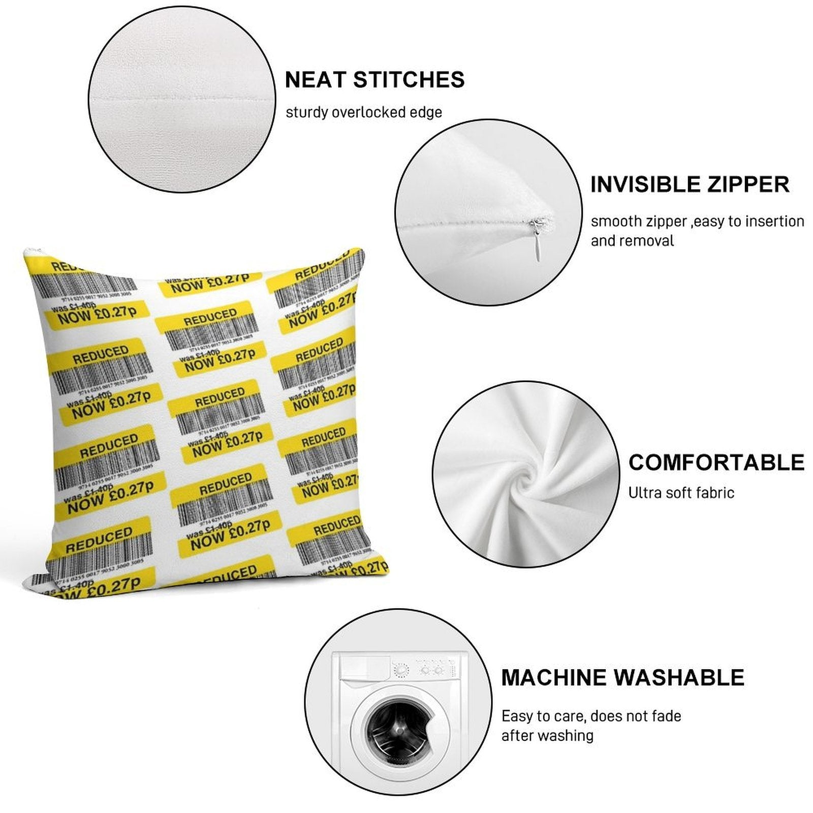 Tesco Reduced Yellow Sticker - Grab A Bargain Soft Decorative Cover Throw Pillow