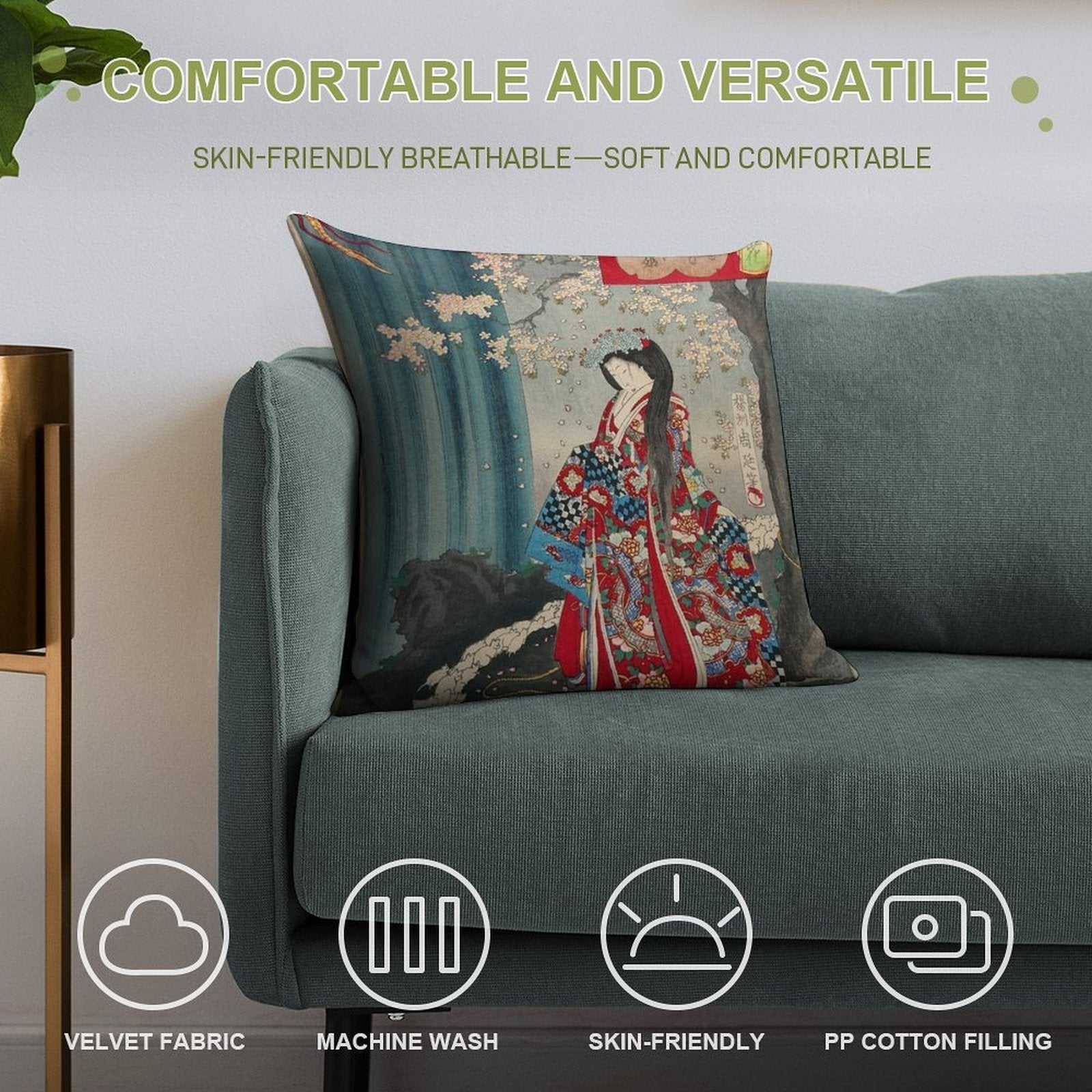 Ukiyo-e Japanese Art Classic Geisha Lady - Japan Art Soft Ultra-Soft Texture Throw Pillow