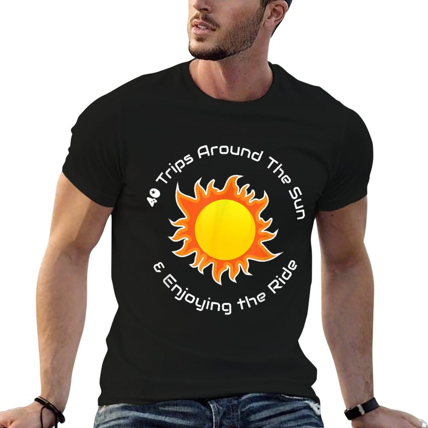 40 Trips Around The Sun 40th Birthday  Summer-ready Fabric T-Shirt