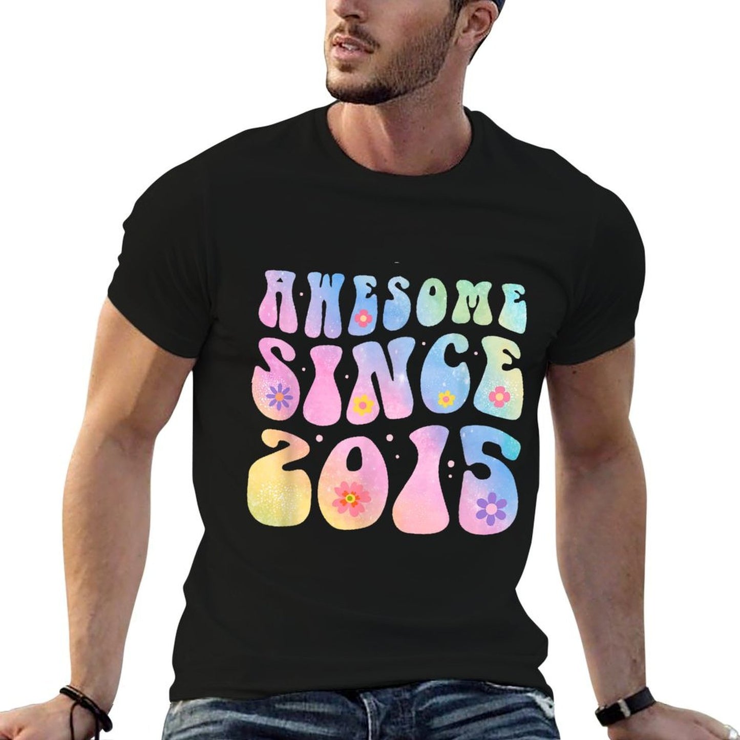 10 Year Old Awesome Since 2015 Tie Dye Flowers 10th Birthday Affordable Price T-Shirt